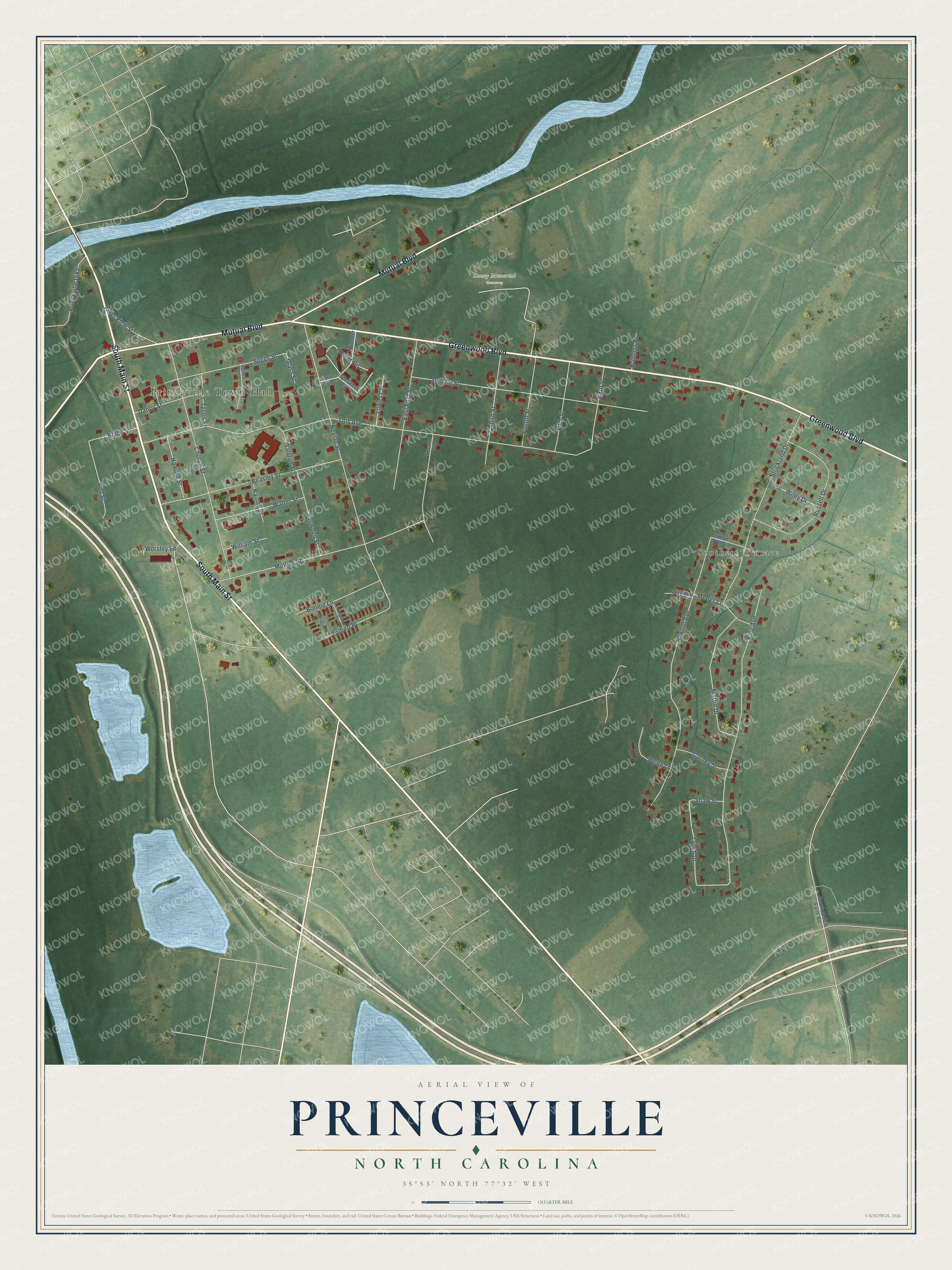 Watermarked full-map preview of Princeville, North Carolina
