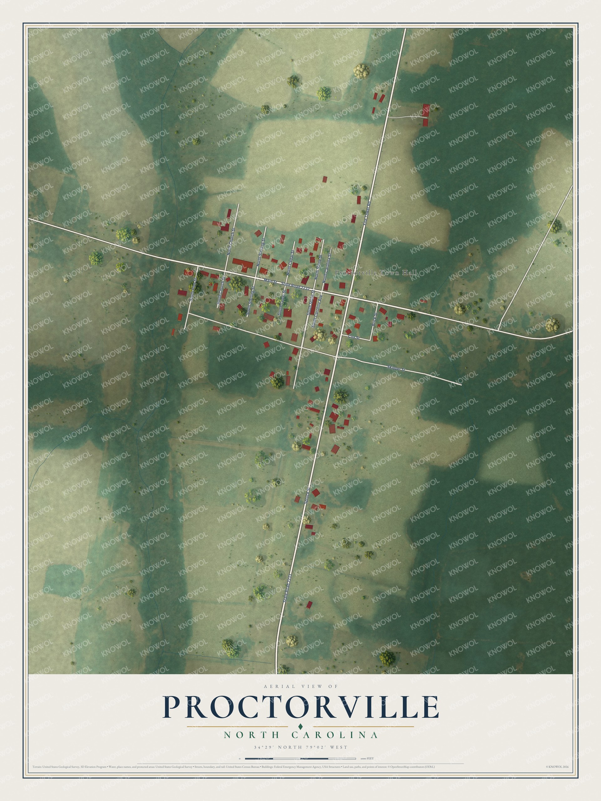 Watermarked full-map preview of Proctorville, North Carolina