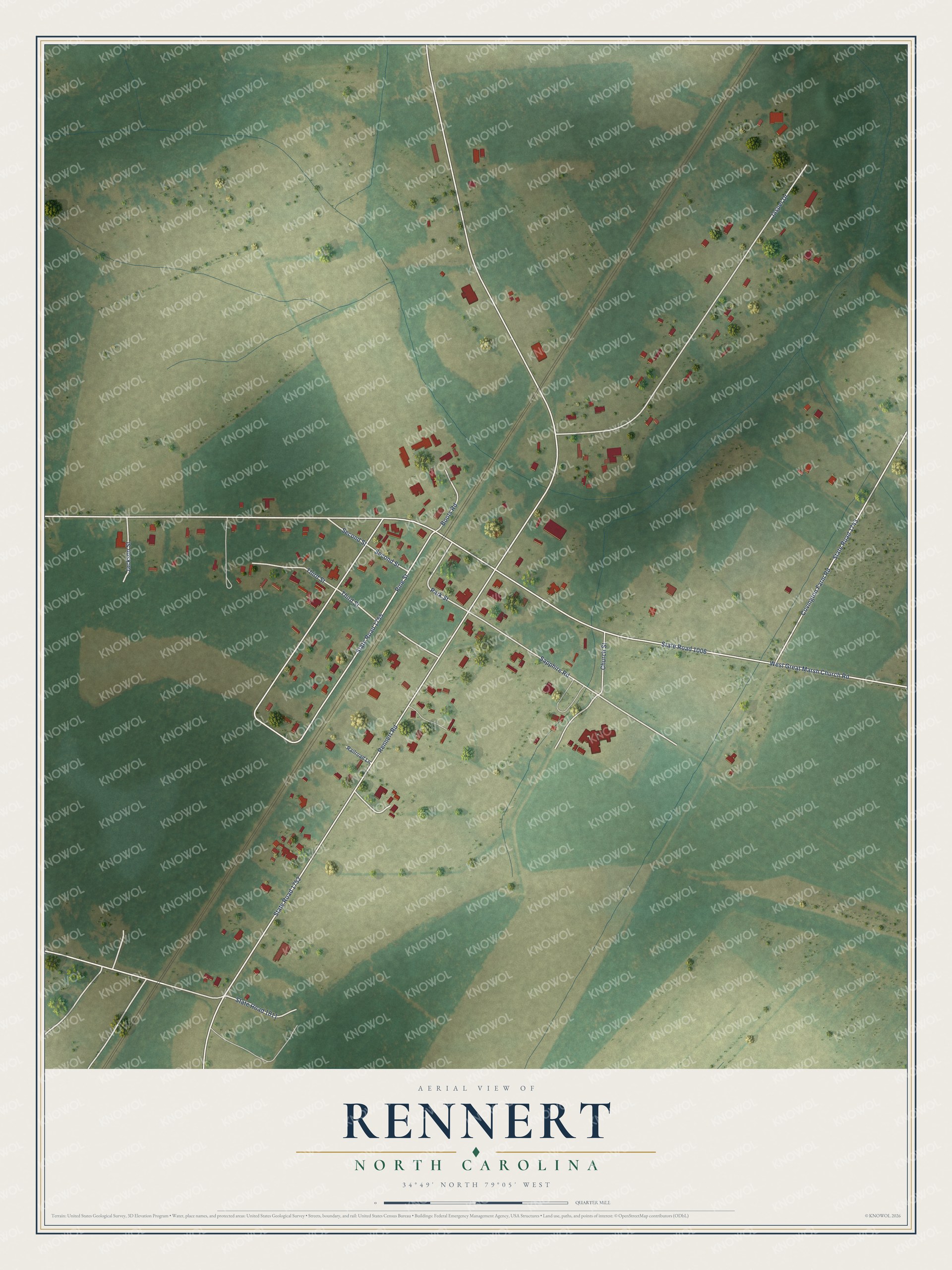 Watermarked full-map preview of Rennert, North Carolina
