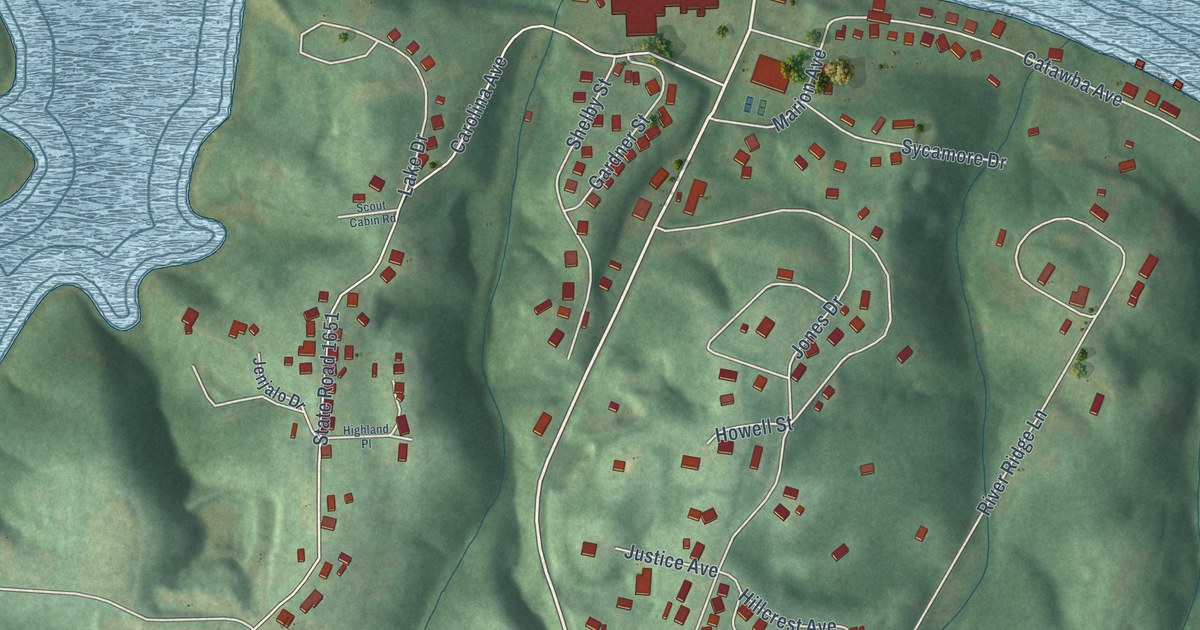 Map of Rhodhiss, North Carolina in 2026