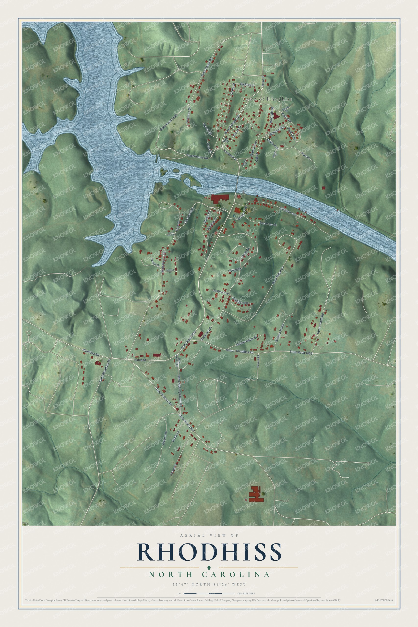 Watermarked full-map preview of Rhodhiss, North Carolina