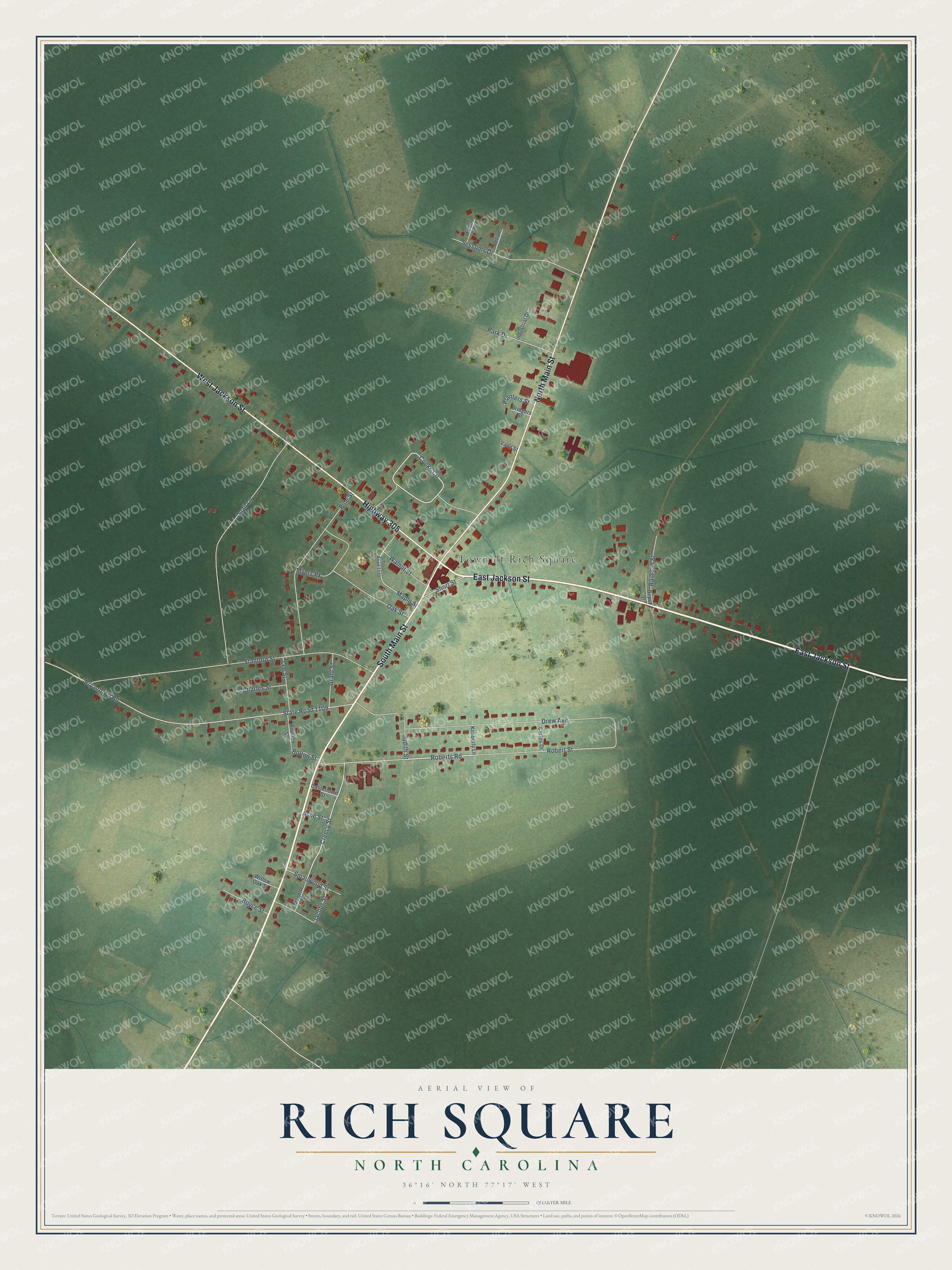 Watermarked full-map preview of Rich Square, North Carolina