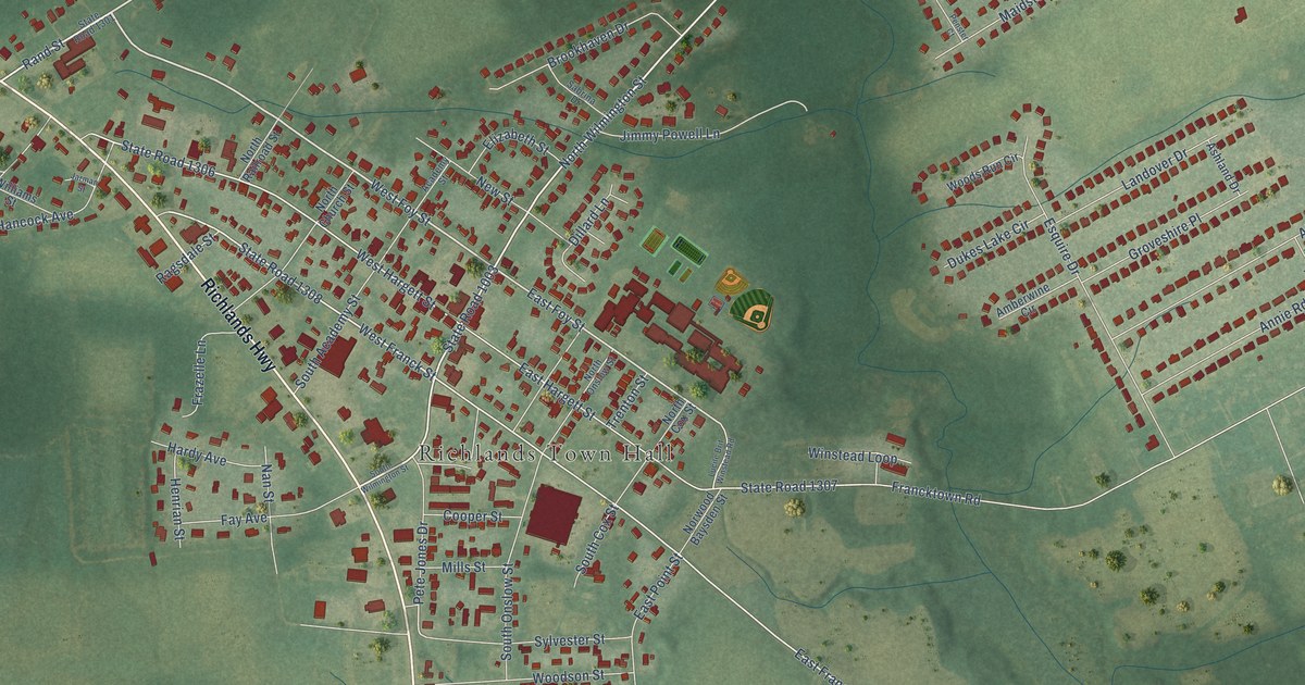 Map of Richlands, North Carolina in 2026
