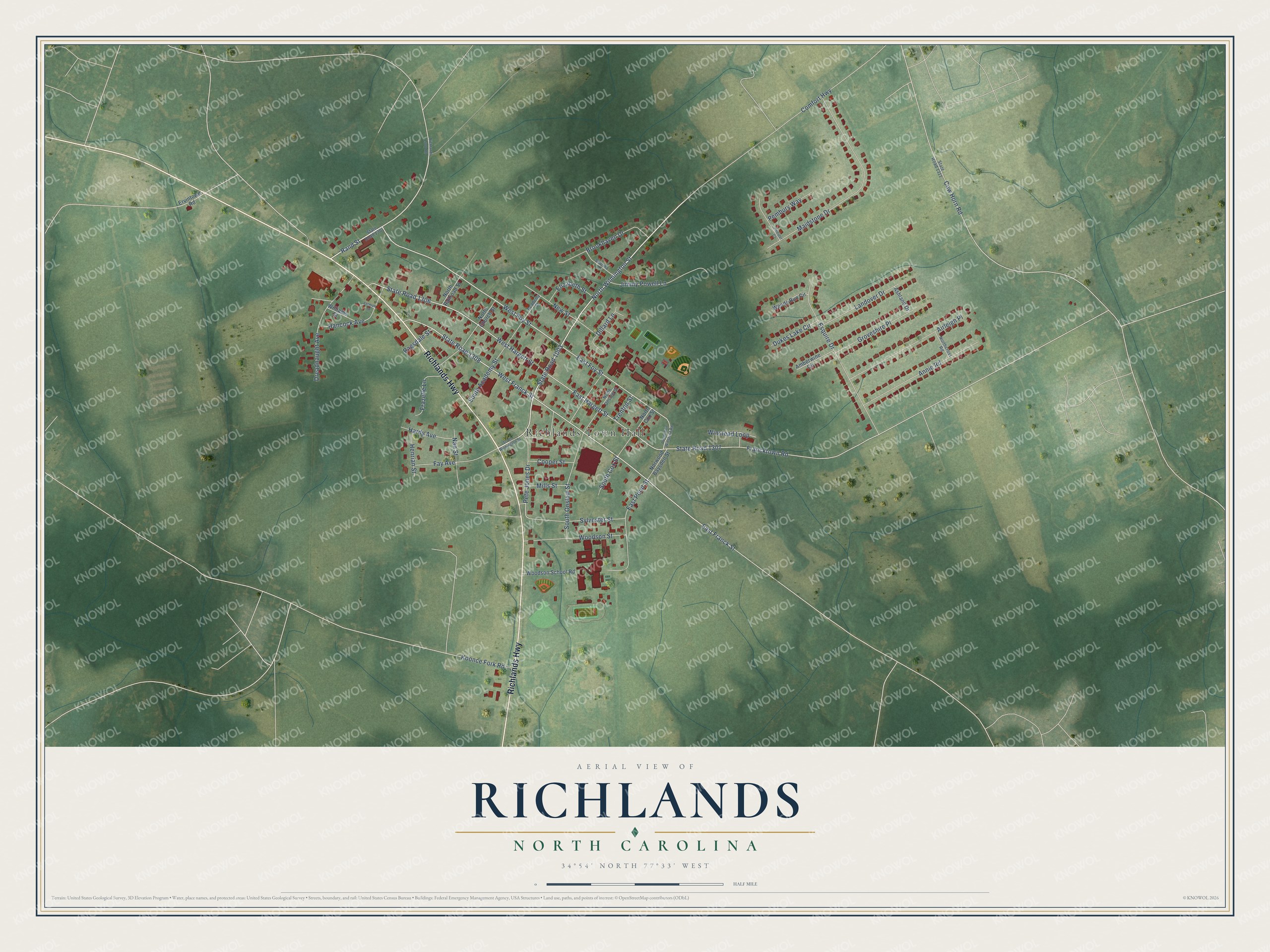Watermarked full-map preview of Richlands, North Carolina