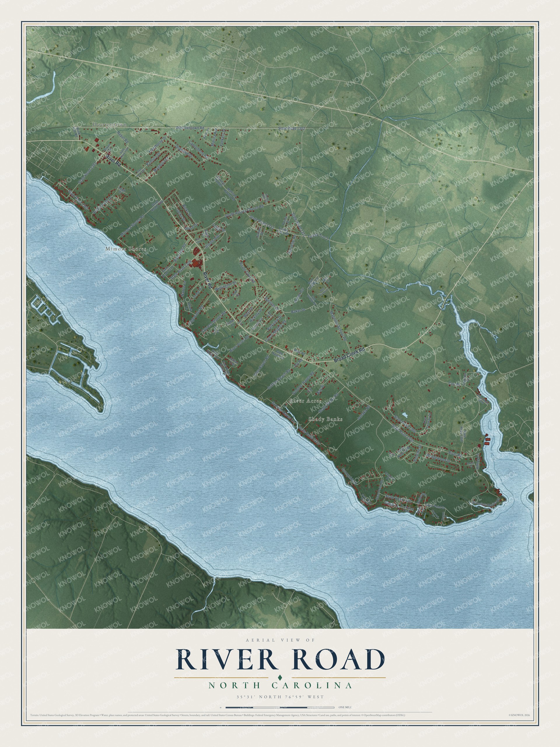Watermarked full-map preview of River Road, North Carolina