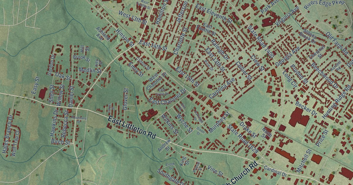 Map of Roanoke Rapids, North Carolina in 2026