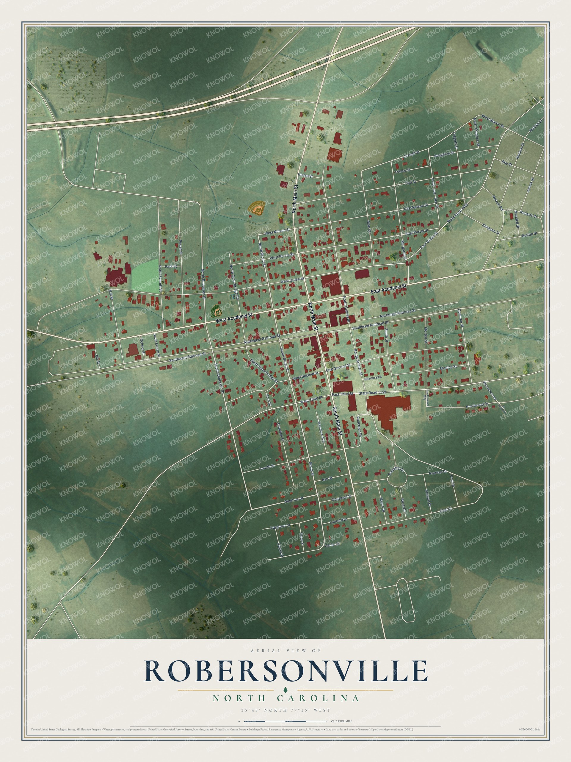 Watermarked full-map preview of Robersonville, North Carolina