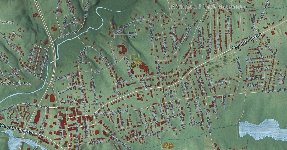 Map of Rockingham, North Carolina in 2026