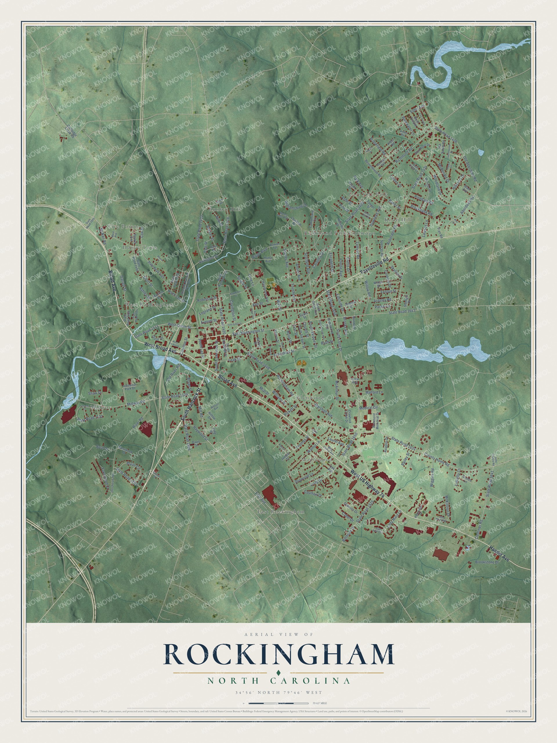 Watermarked full-map preview of Rockingham, North Carolina