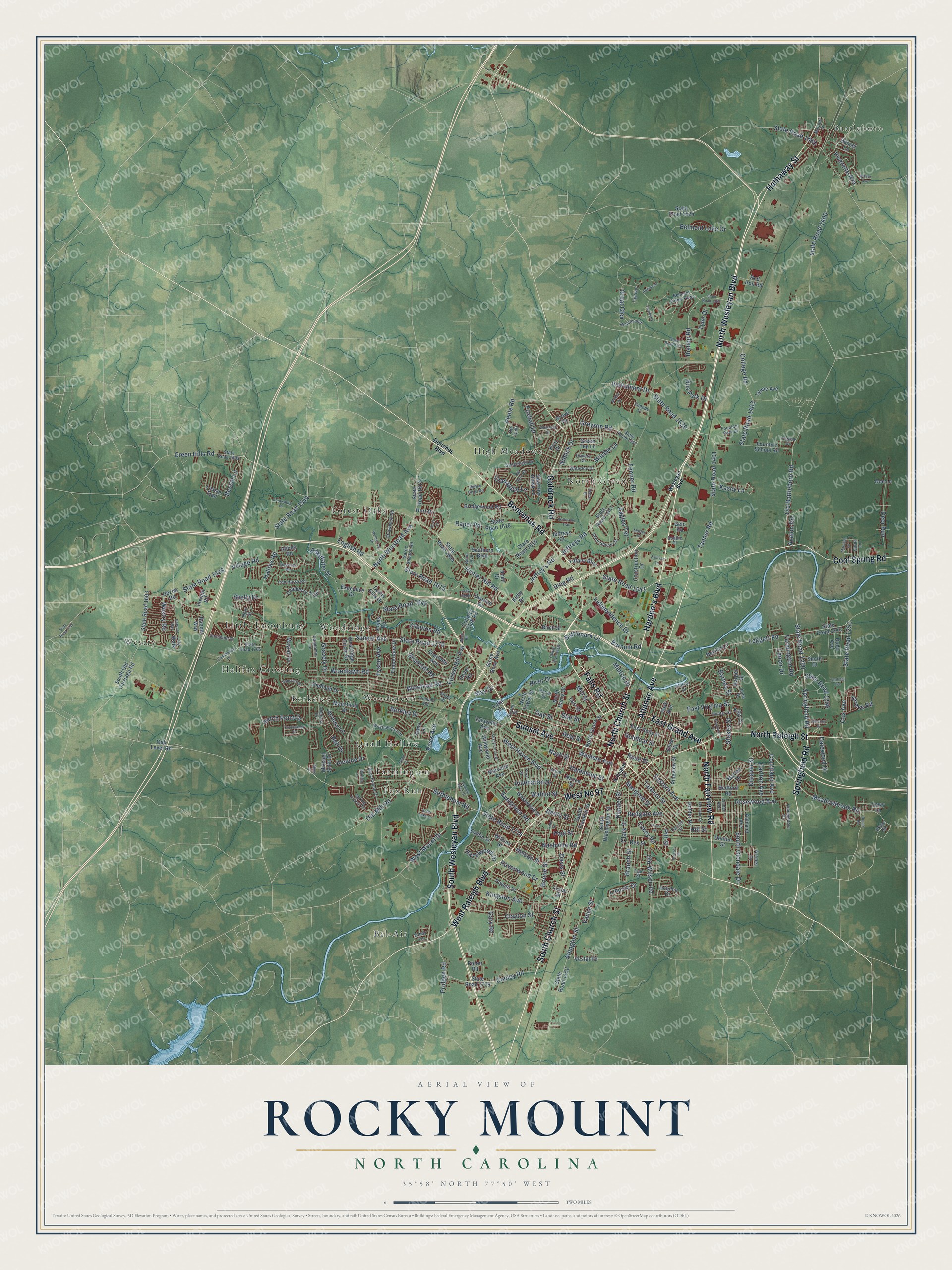 Watermarked full-map preview of Rocky Mount, North Carolina