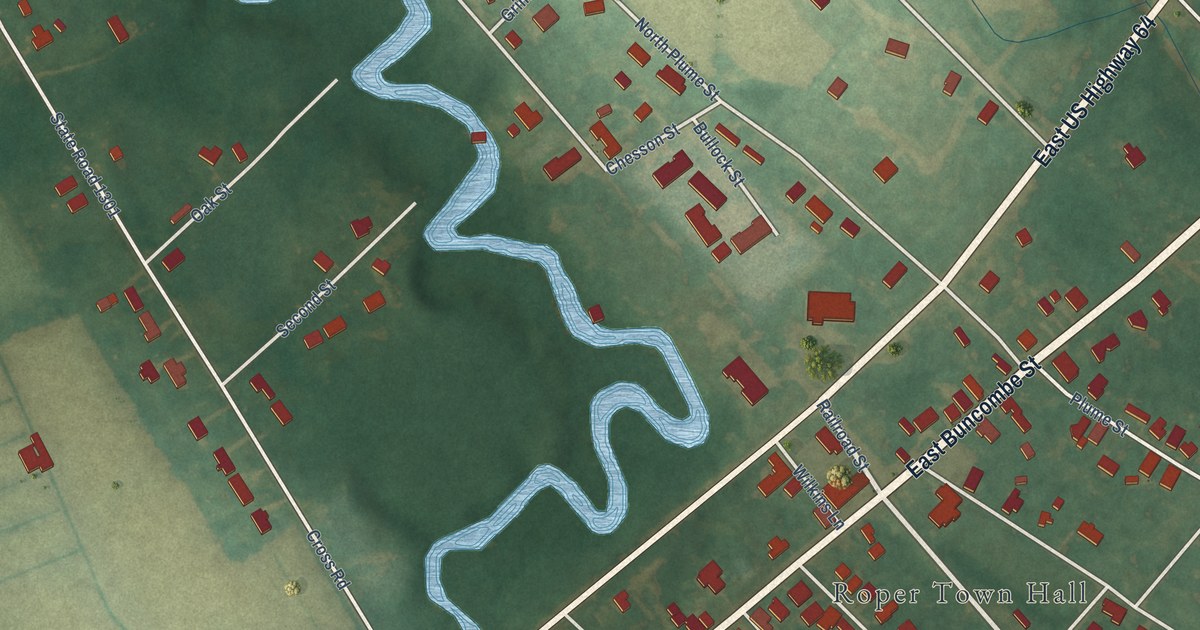 Map of Roper, North Carolina in 2026