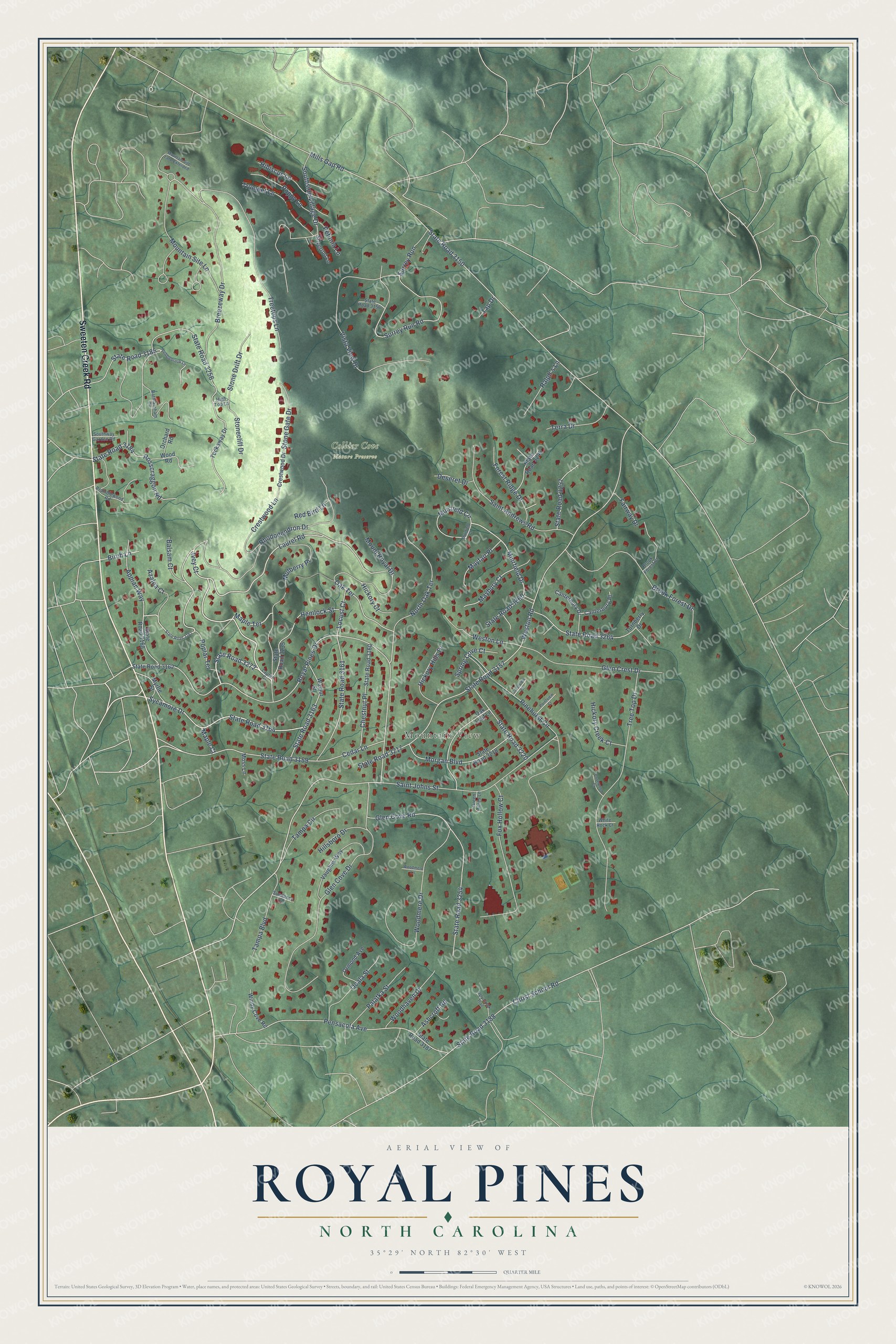 Watermarked full-map preview of Royal Pines, North Carolina
