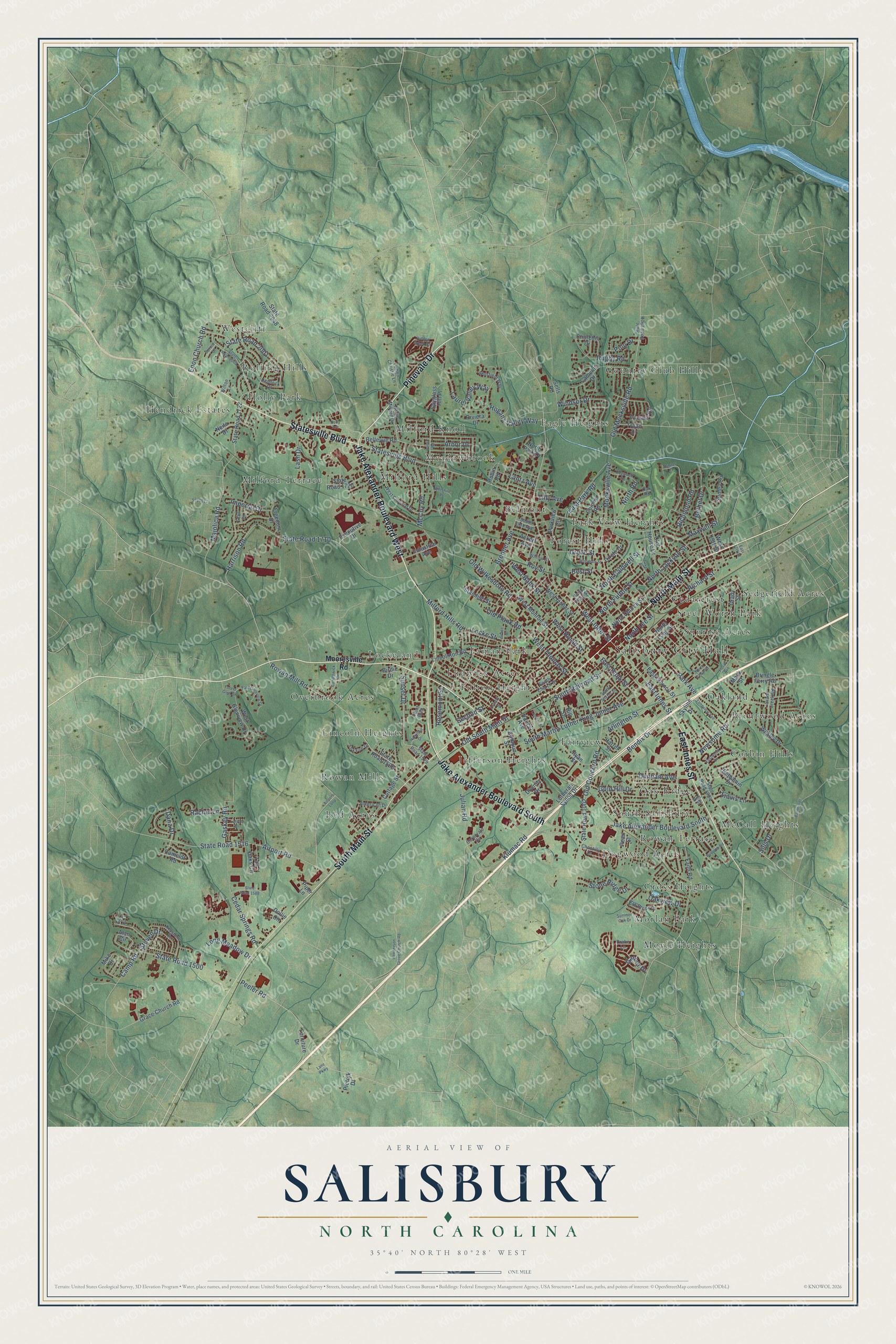 Watermarked full-map preview of Salisbury, North Carolina