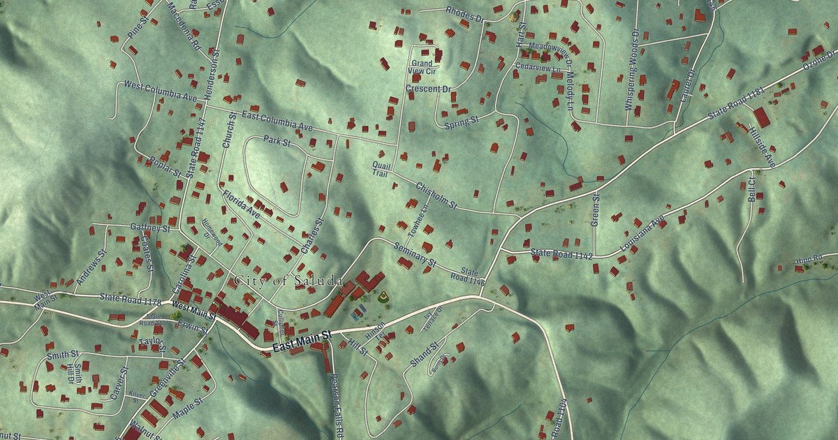 Map of Saluda, North Carolina in 2026