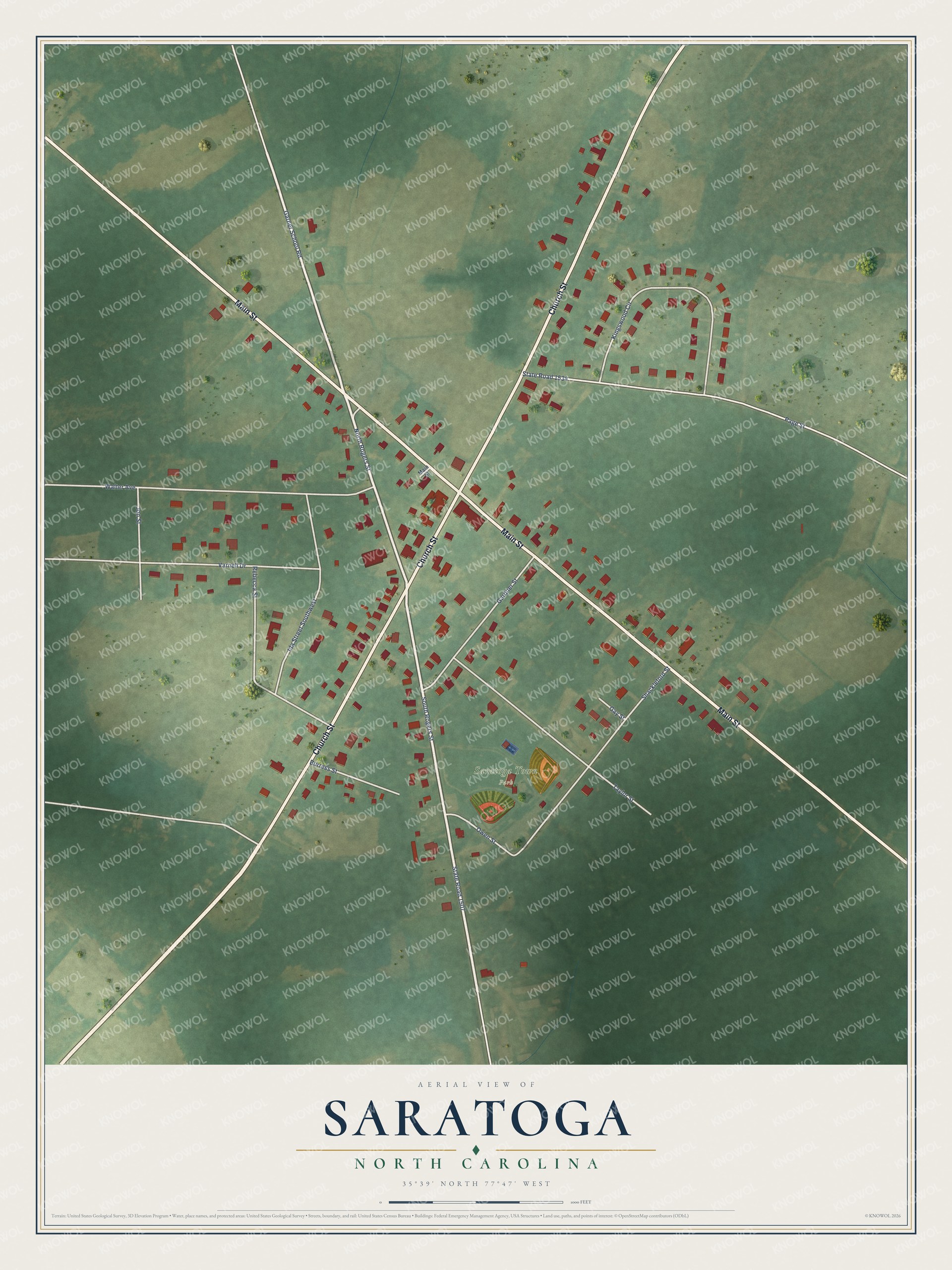 Watermarked full-map preview of Saratoga, North Carolina