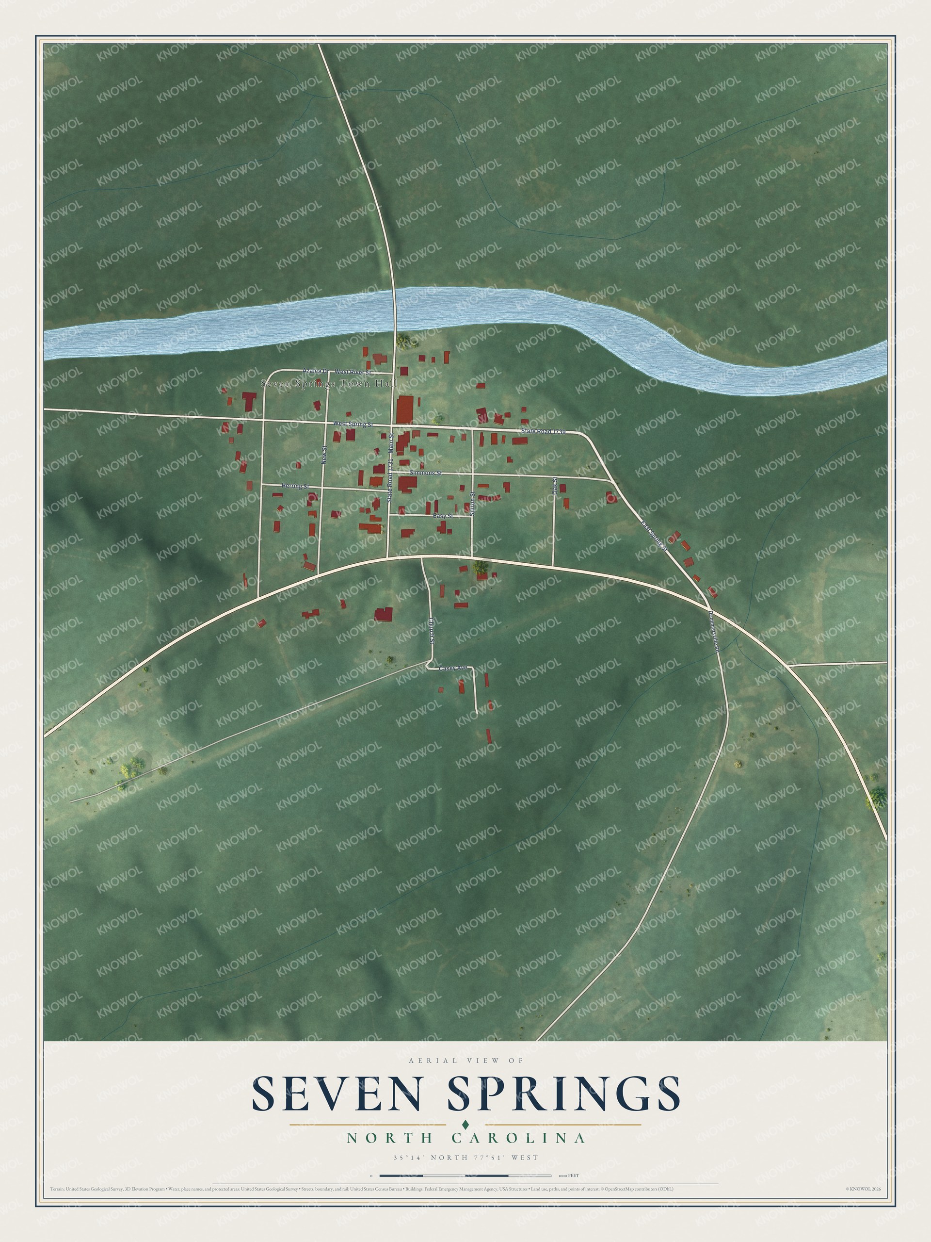 Watermarked full-map preview of Seven Springs, North Carolina