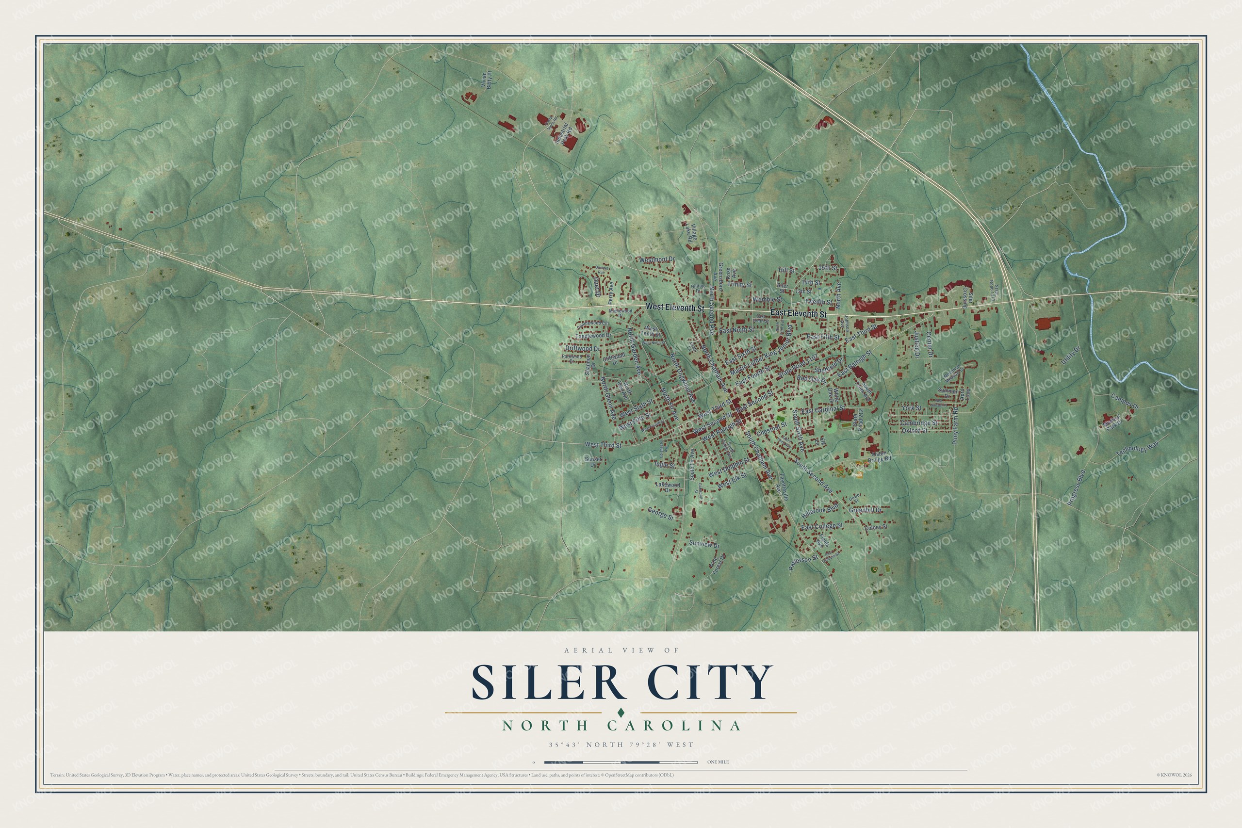 Watermarked full-map preview of Siler City, North Carolina