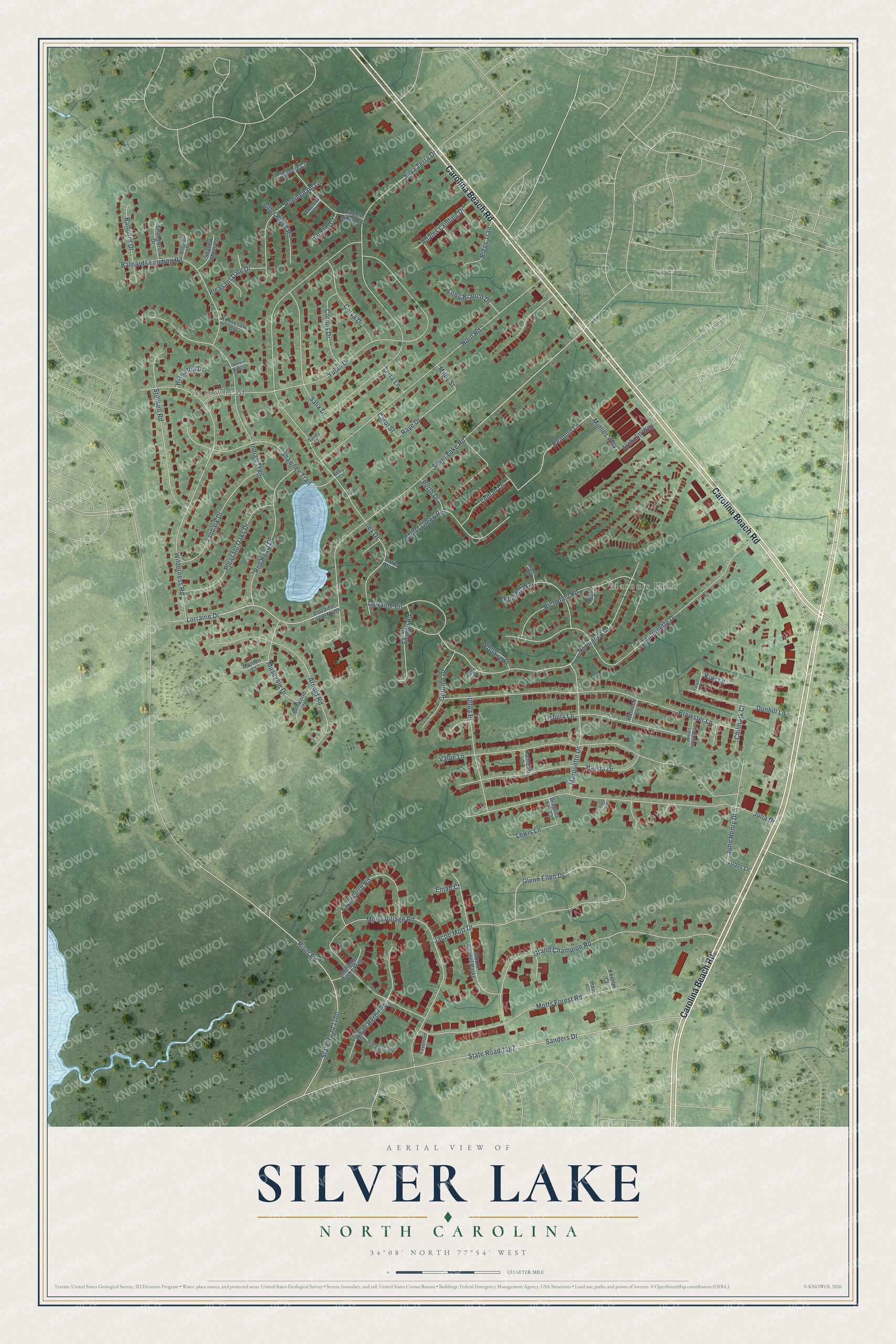 Watermarked full-map preview of Silver Lake, North Carolina