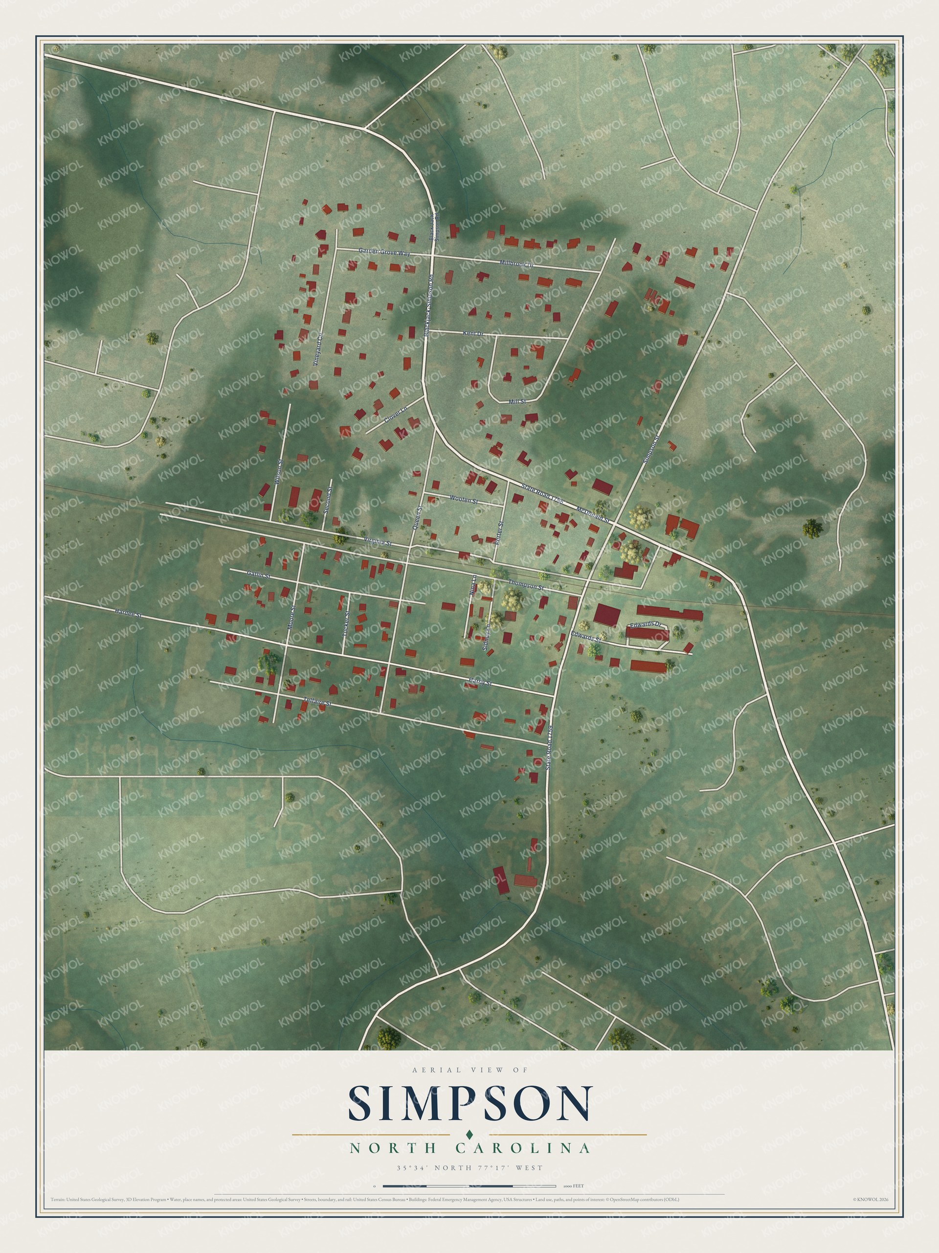 Watermarked full-map preview of Simpson, North Carolina