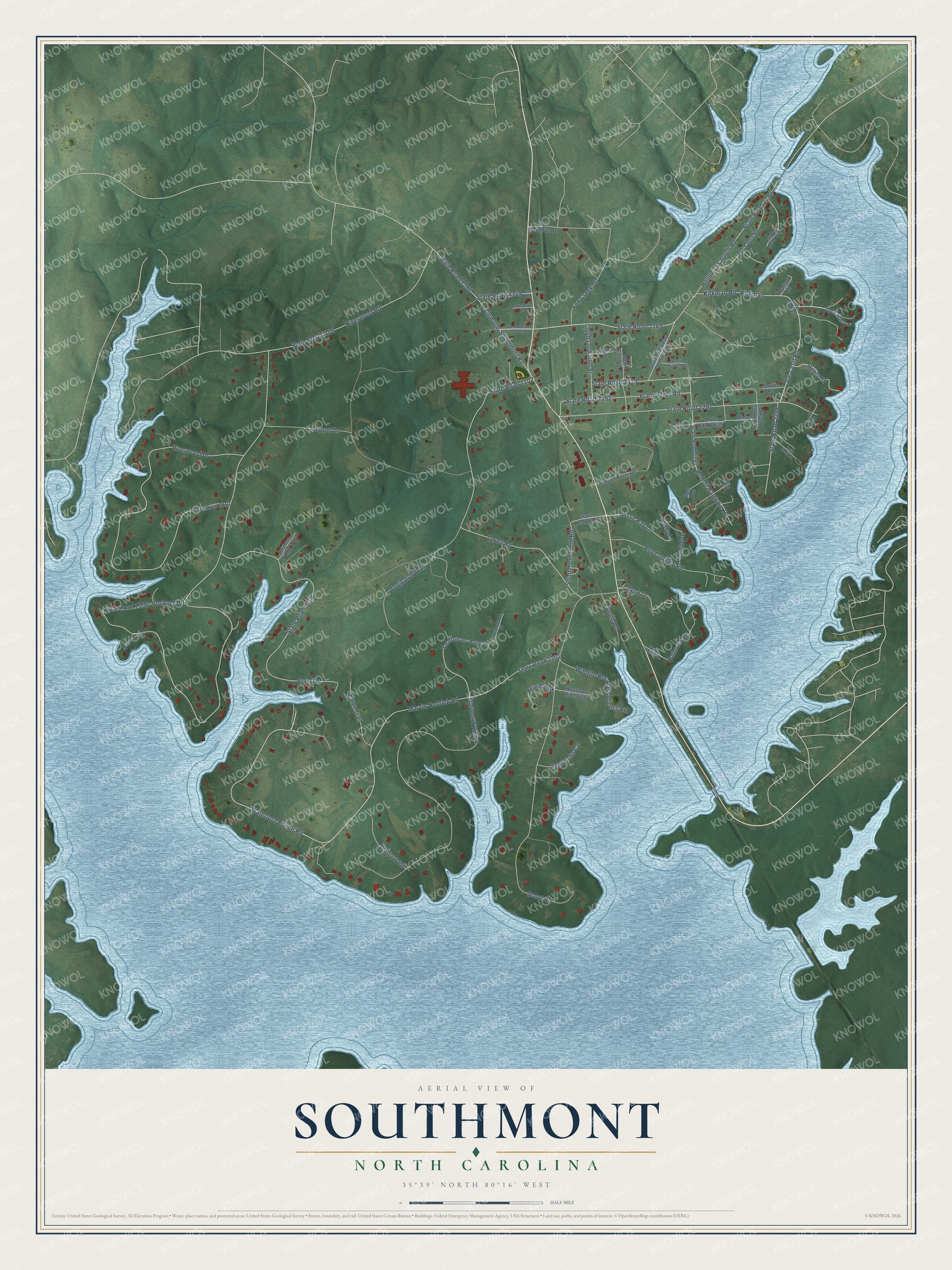 Watermarked full-map preview of Southmont, North Carolina