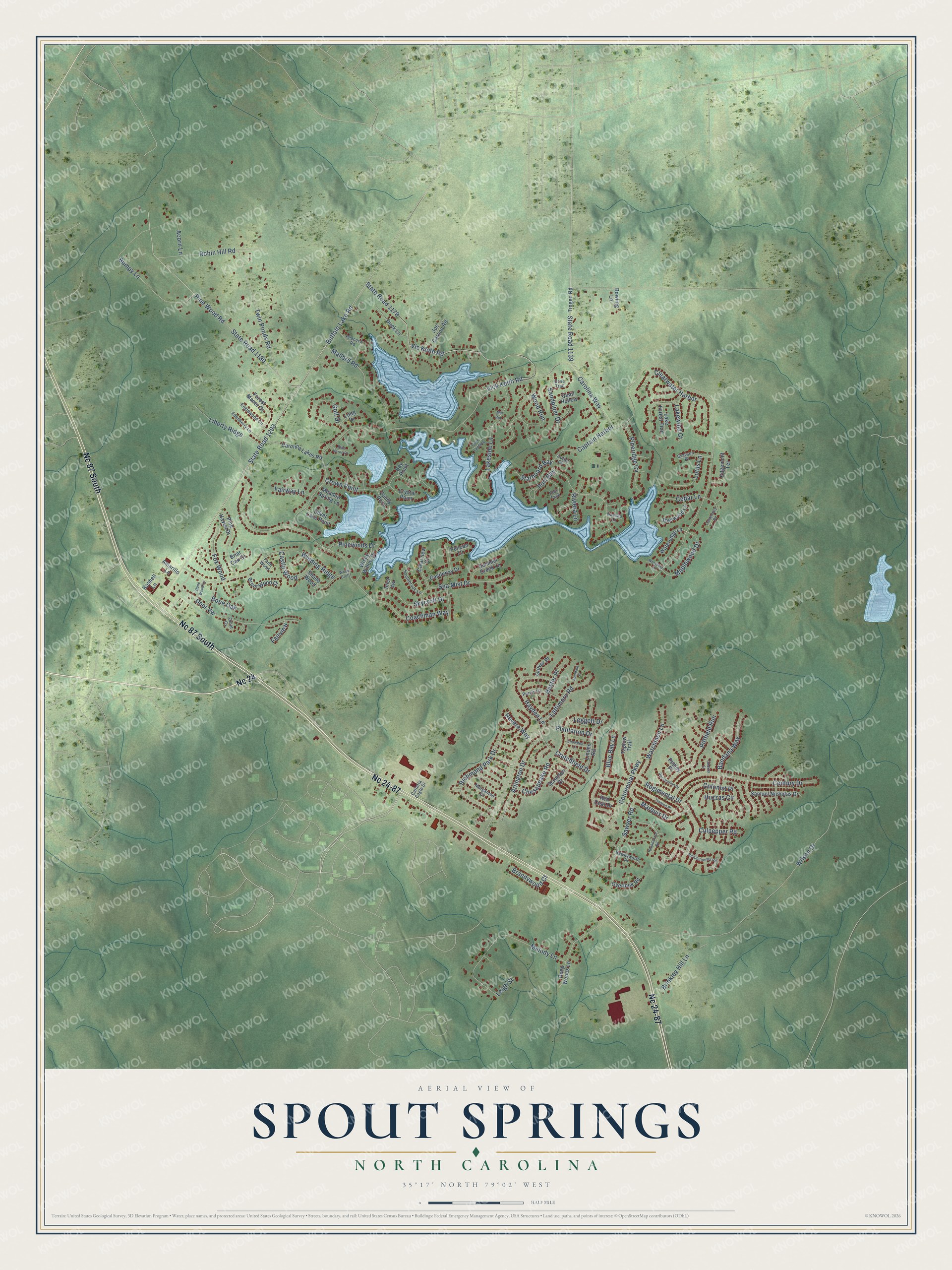 Watermarked full-map preview of Spout Springs, North Carolina