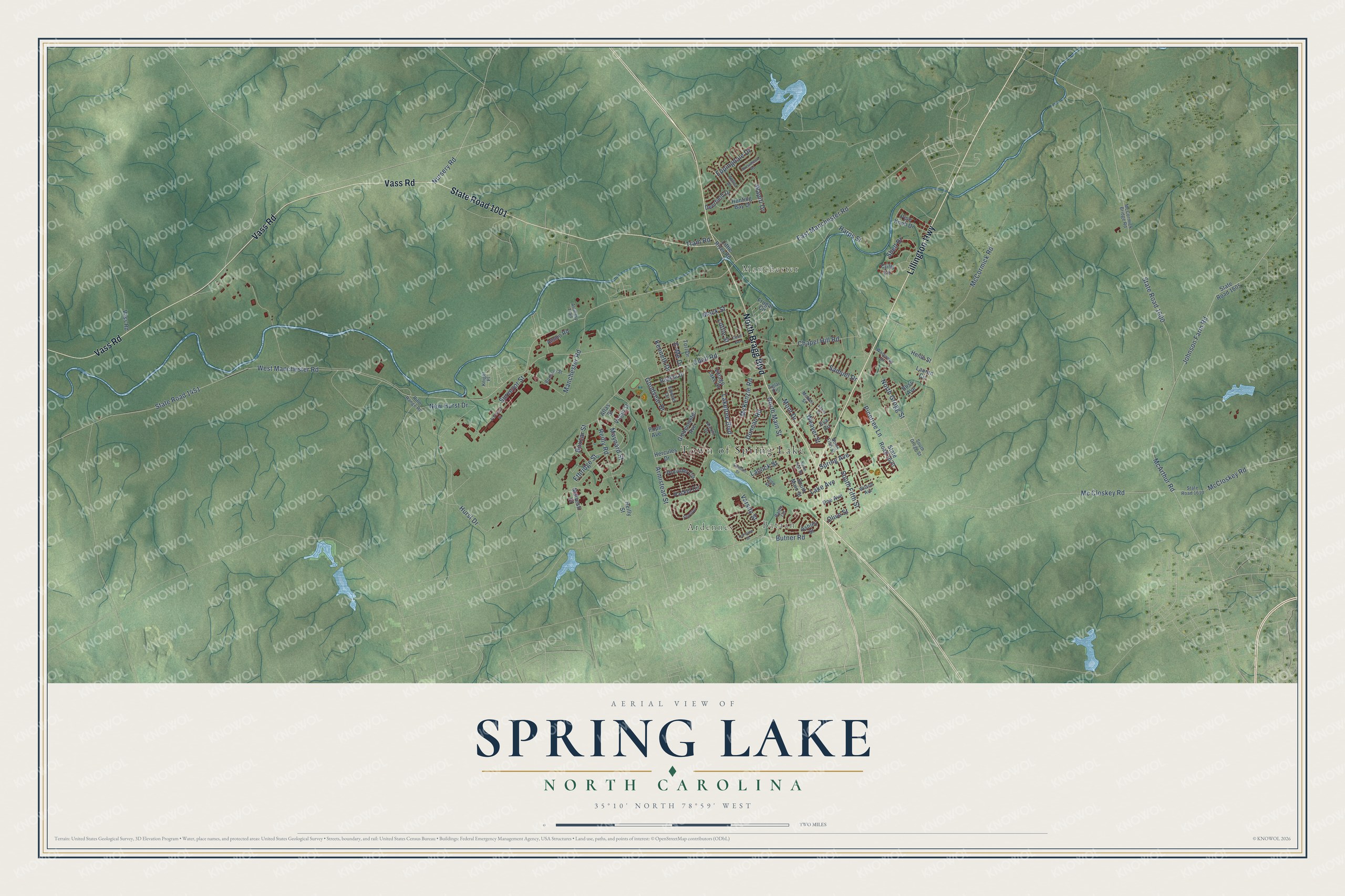 Watermarked full-map preview of Spring Lake, North Carolina