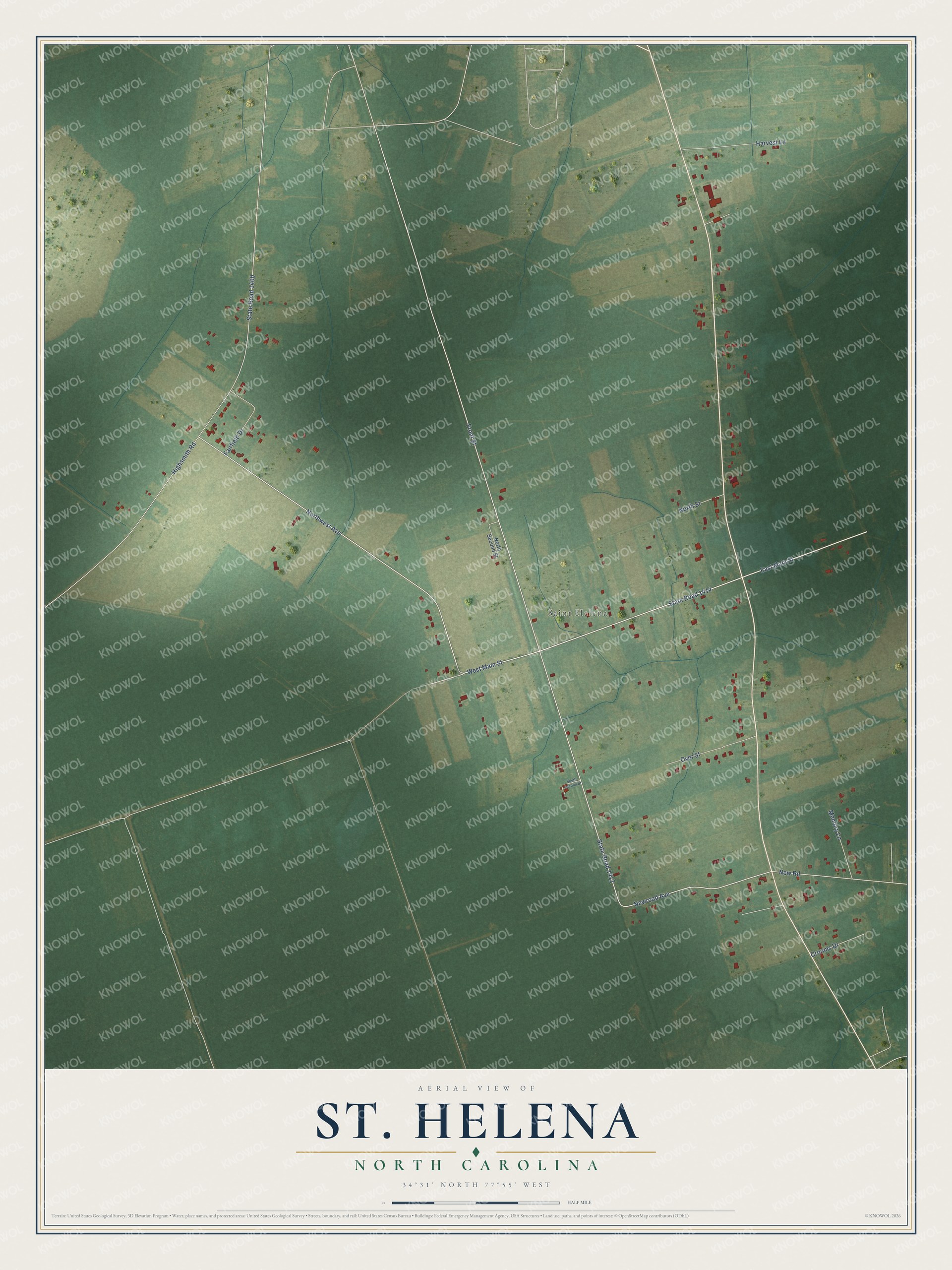 Watermarked full-map preview of St. Helena, North Carolina
