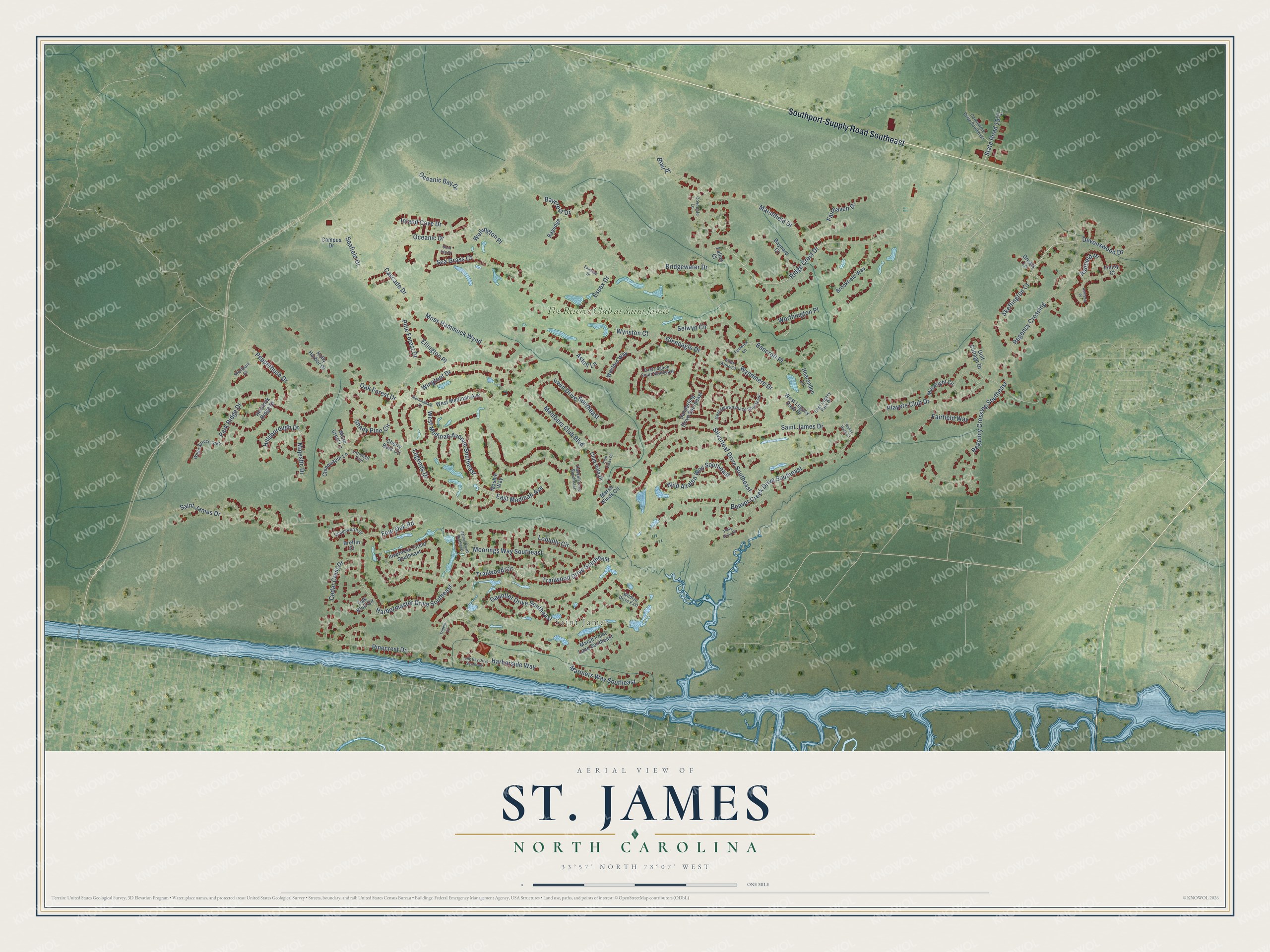 Watermarked full-map preview of St. James, North Carolina