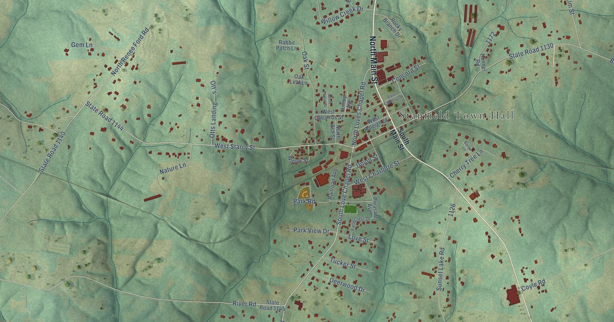Map of Stanfield, North Carolina in 2026
