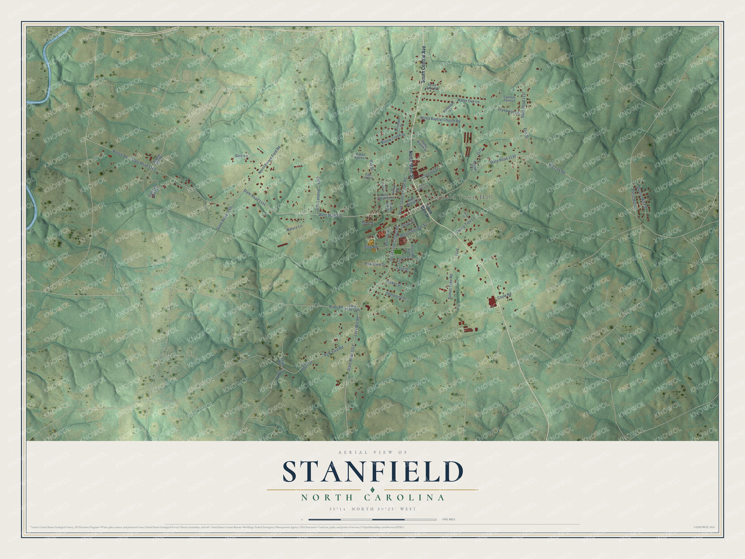 Watermarked full-map preview of Stanfield, North Carolina