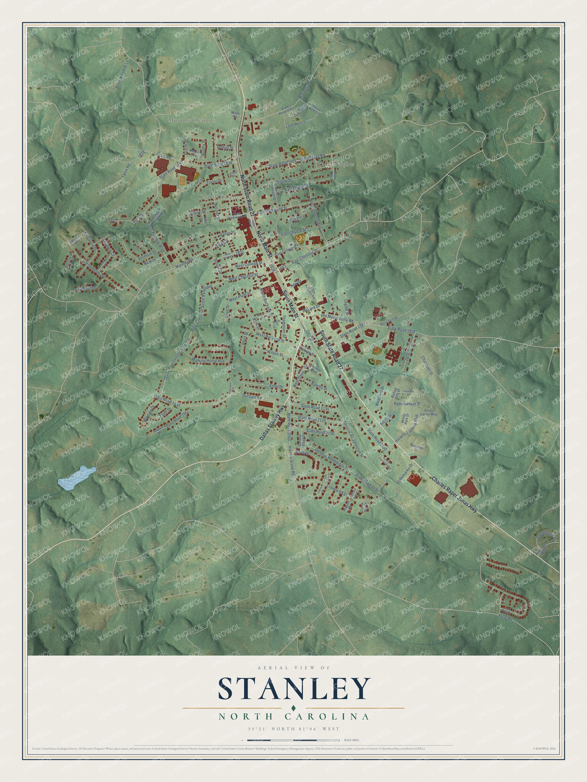 Watermarked full-map preview of Stanley, North Carolina