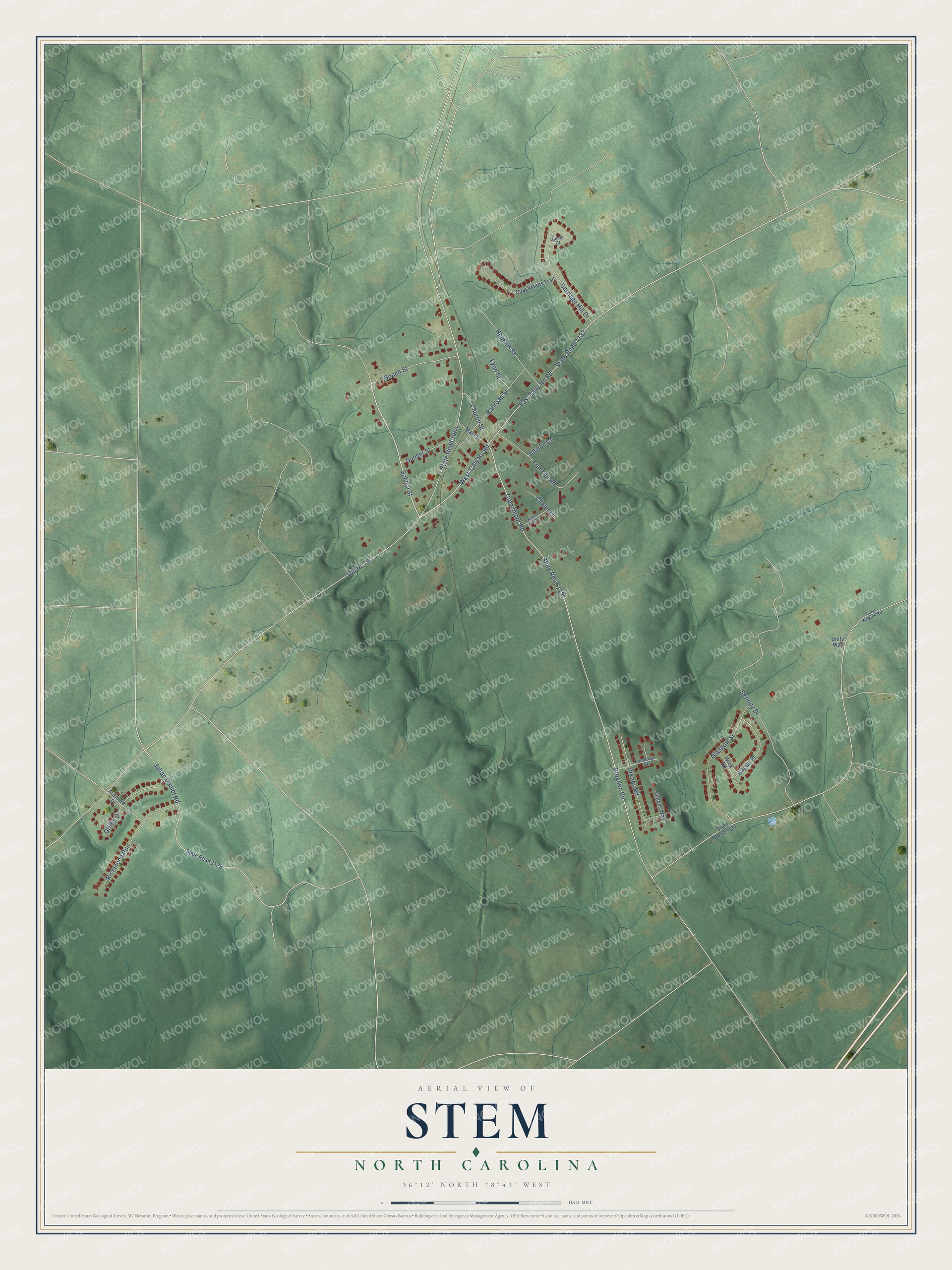 Watermarked full-map preview of Stem, North Carolina
