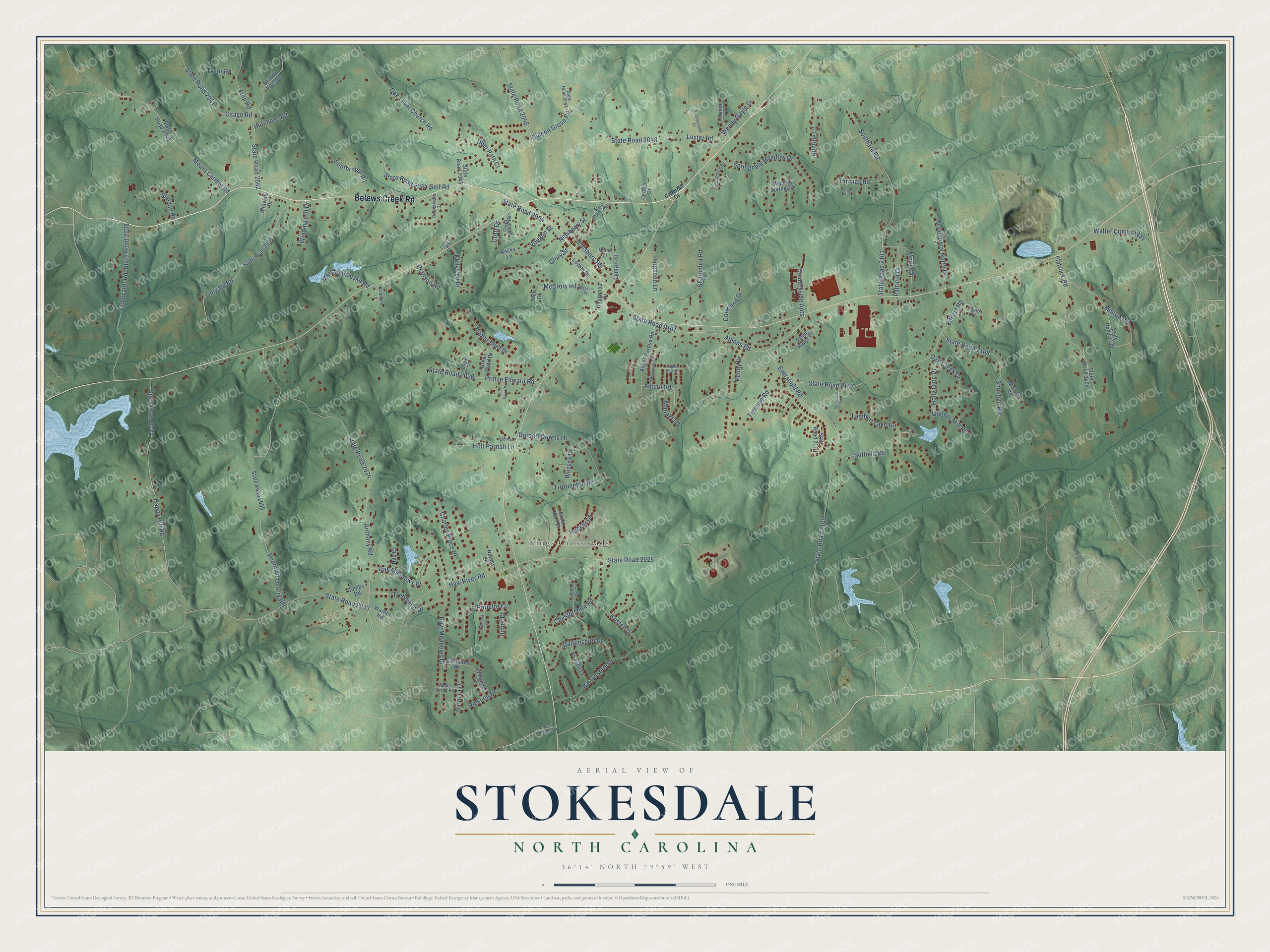 Watermarked full-map preview of Stokesdale, North Carolina