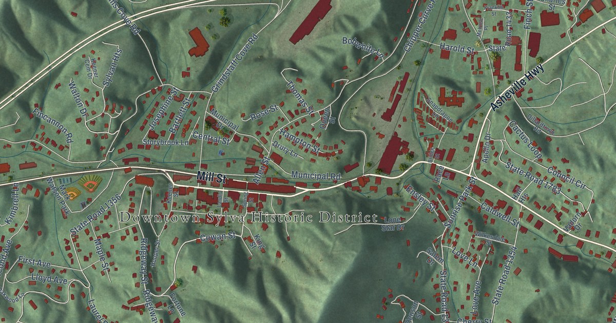 Map of Sylva, North Carolina in 2026