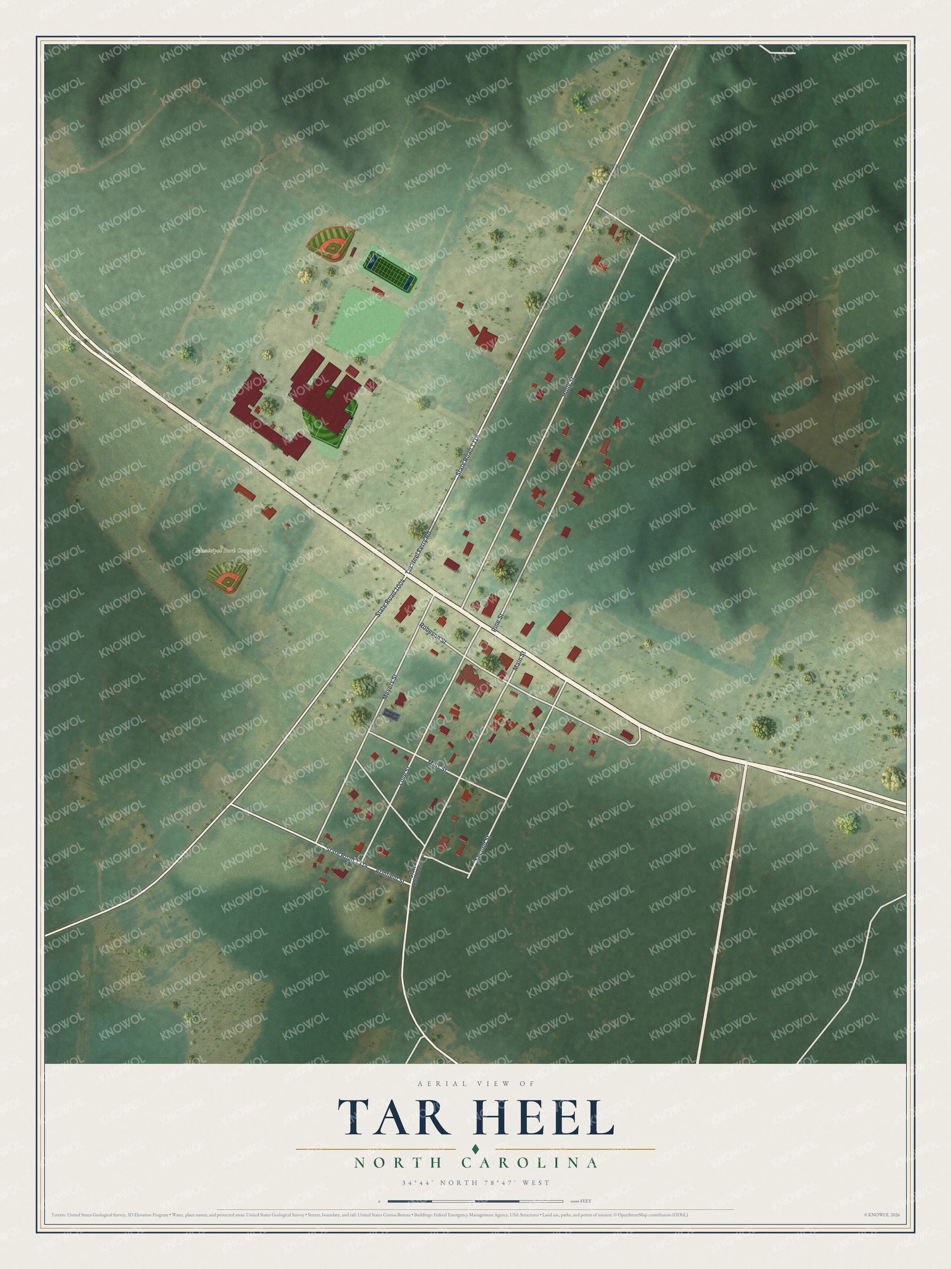 Watermarked full-map preview of Tar Heel, North Carolina