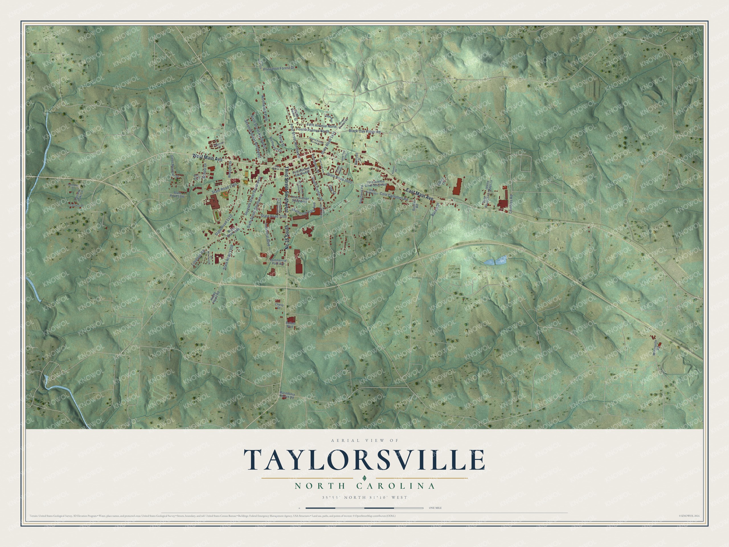 Watermarked full-map preview of Taylorsville, North Carolina