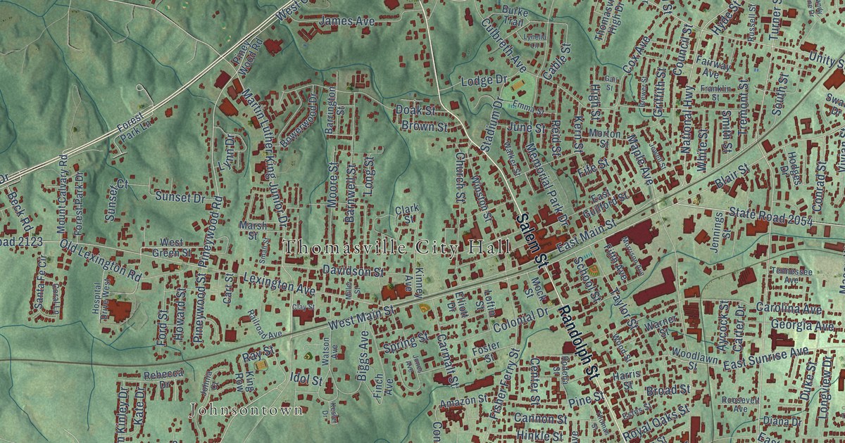 Map of Thomasville, North Carolina in 2026