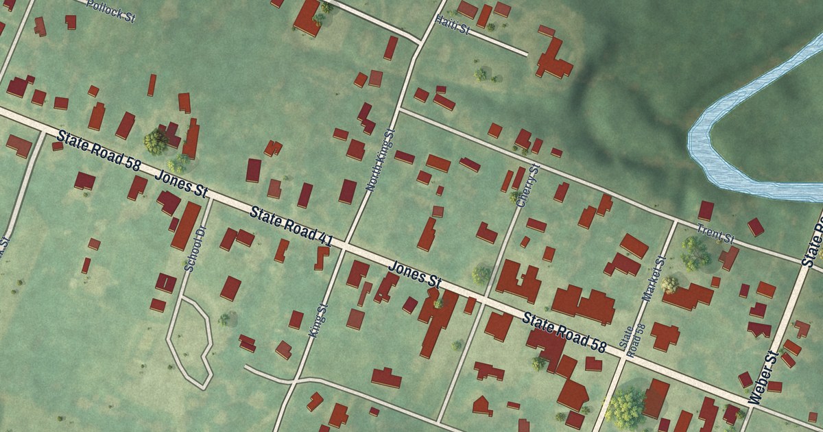 Map of Trenton, North Carolina in 2026