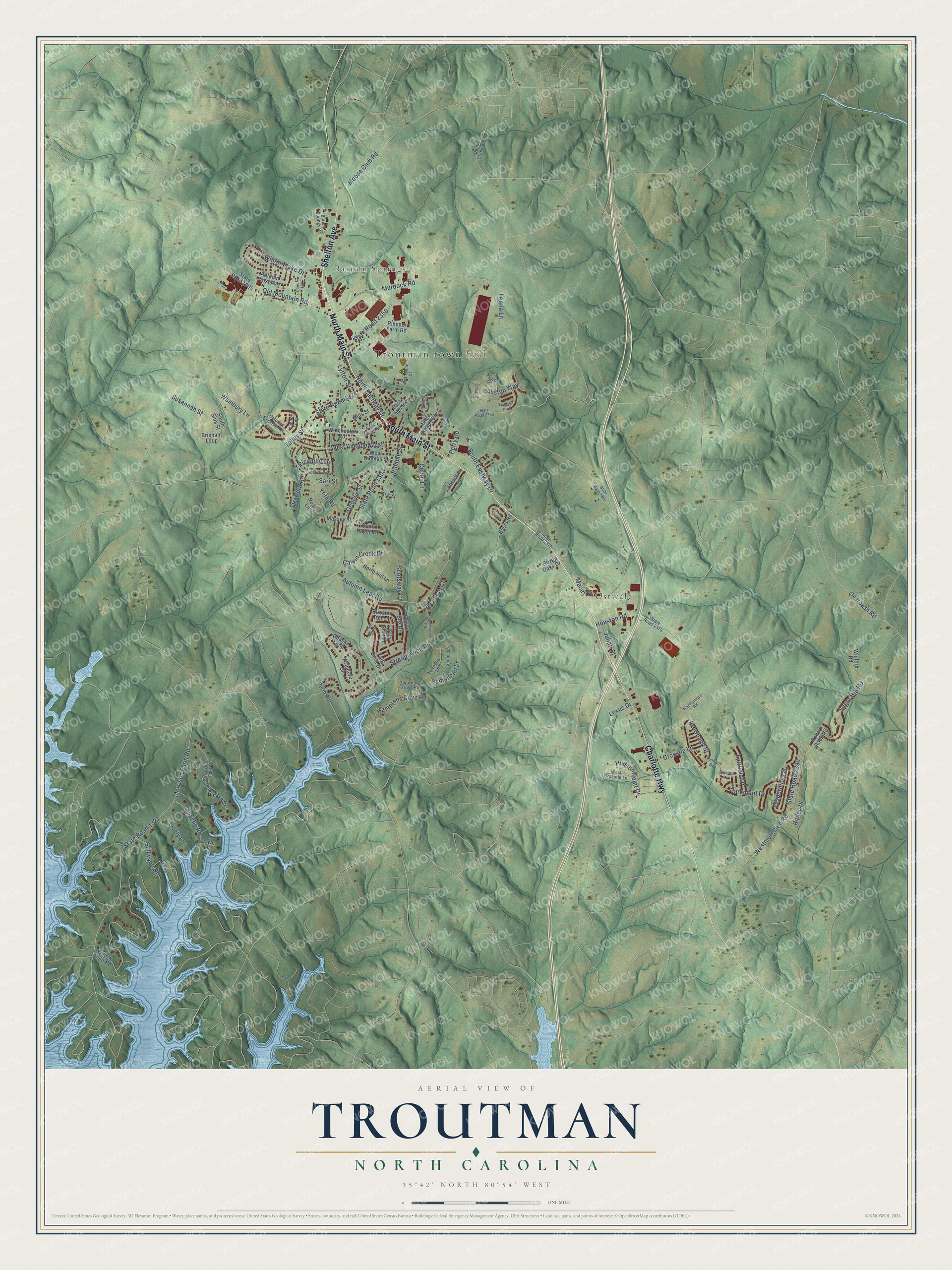 Watermarked full-map preview of Troutman, North Carolina