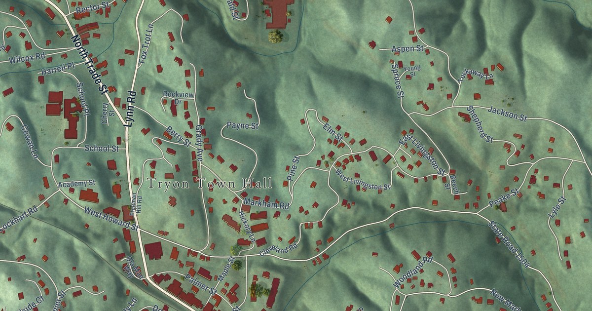 Map of Tryon, North Carolina in 2026