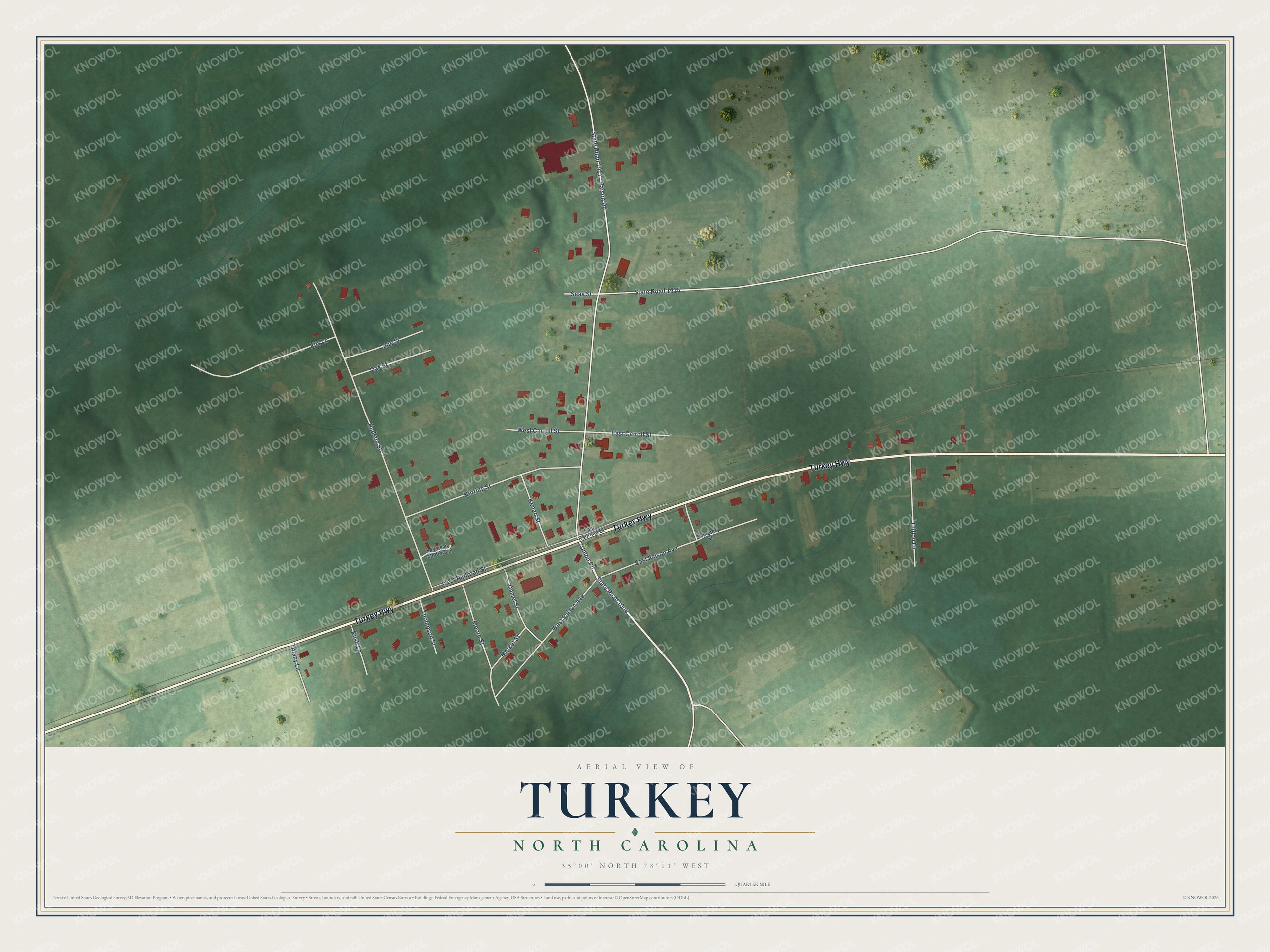 Watermarked full-map preview of Turkey, North Carolina