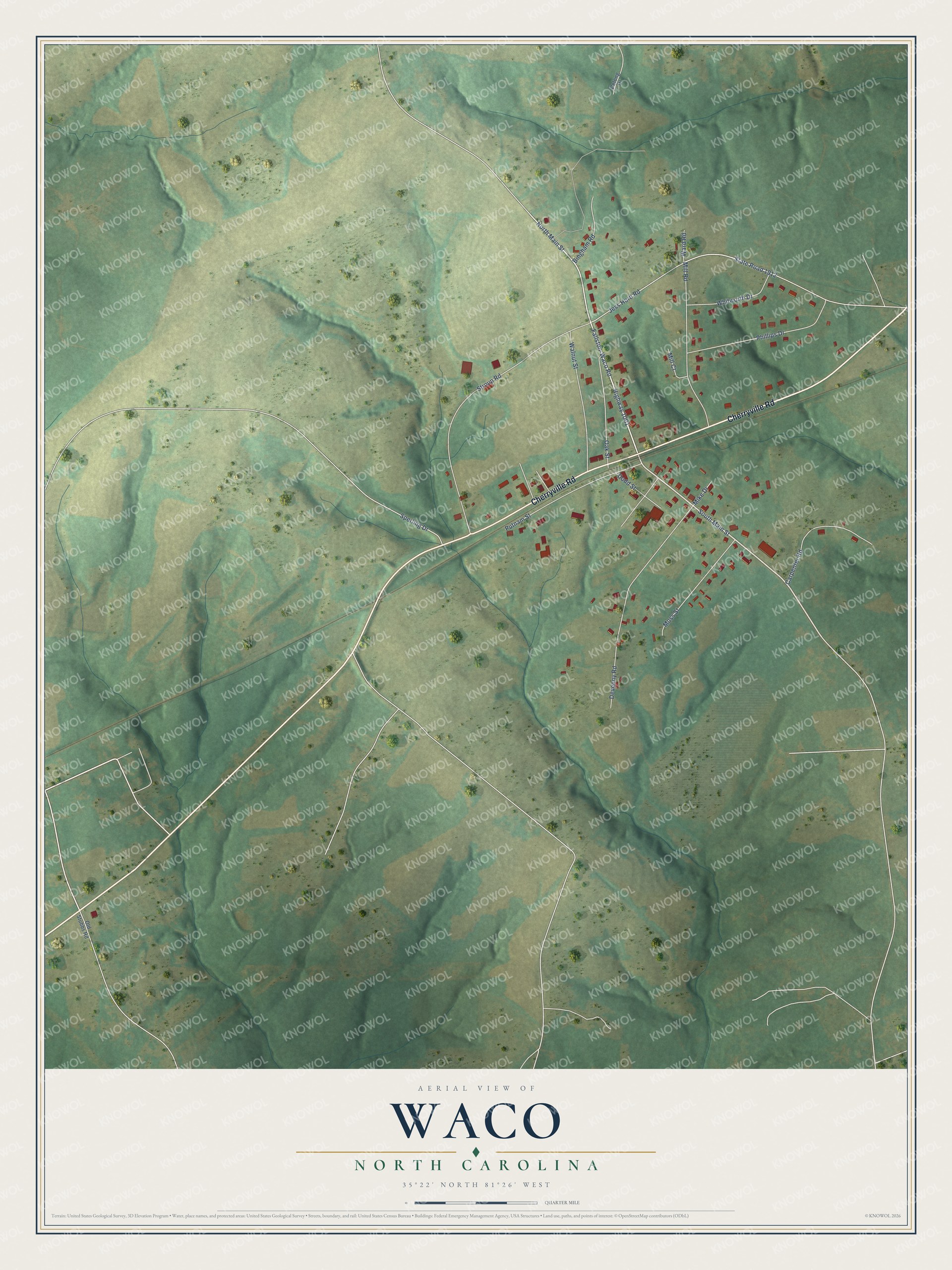Watermarked full-map preview of Waco, North Carolina
