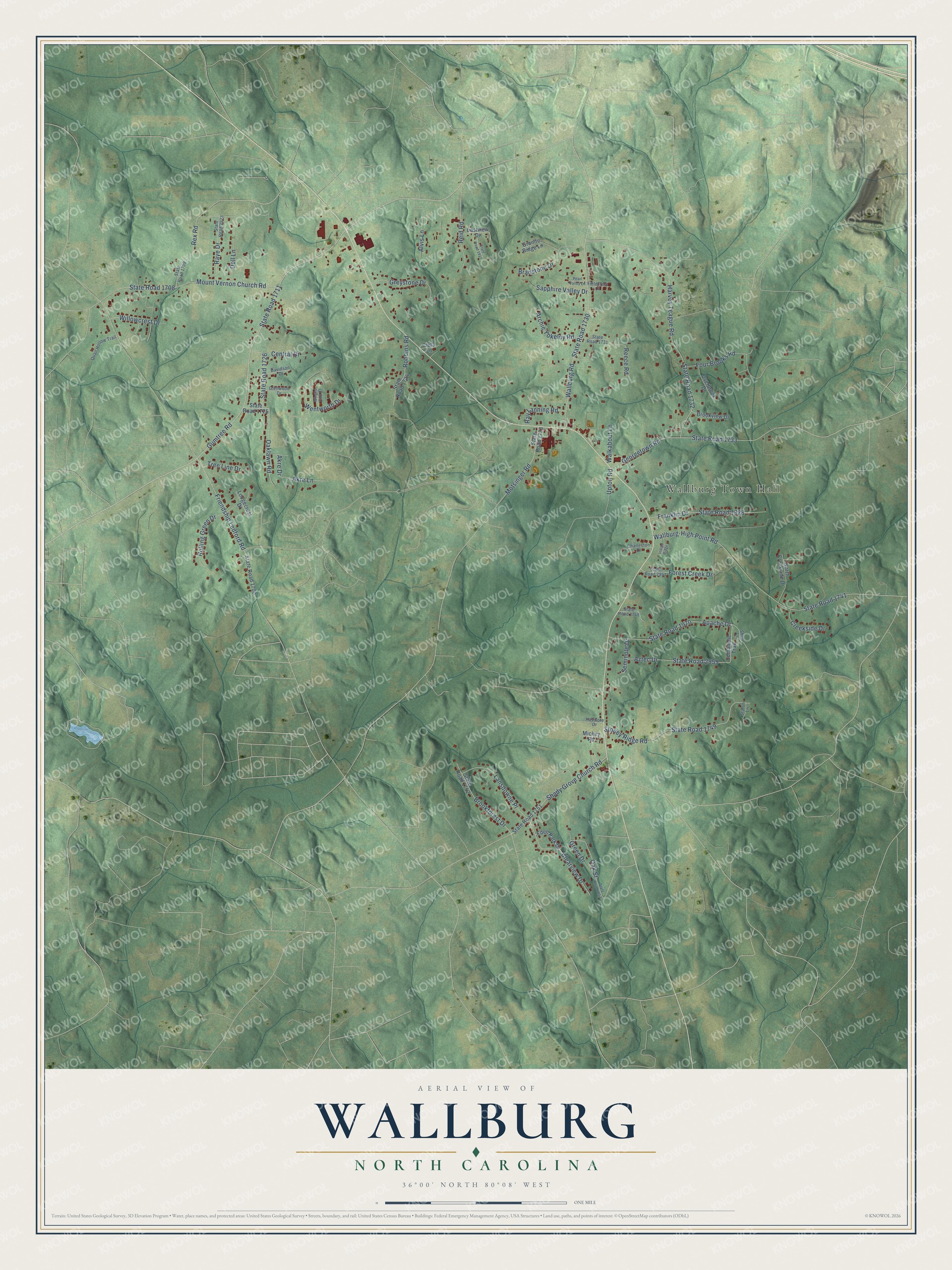 Watermarked full-map preview of Wallburg, North Carolina