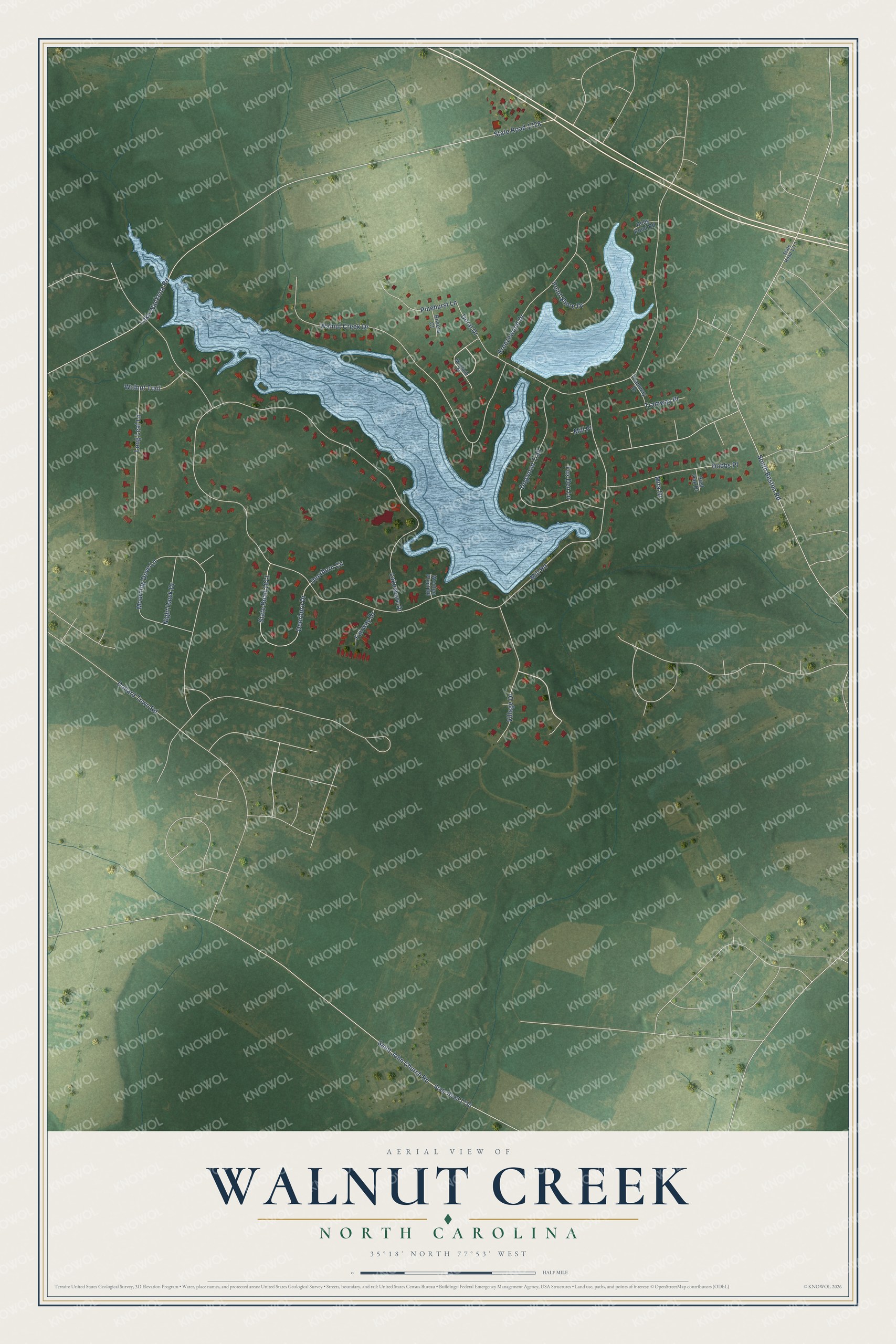 Watermarked full-map preview of Walnut Creek, North Carolina