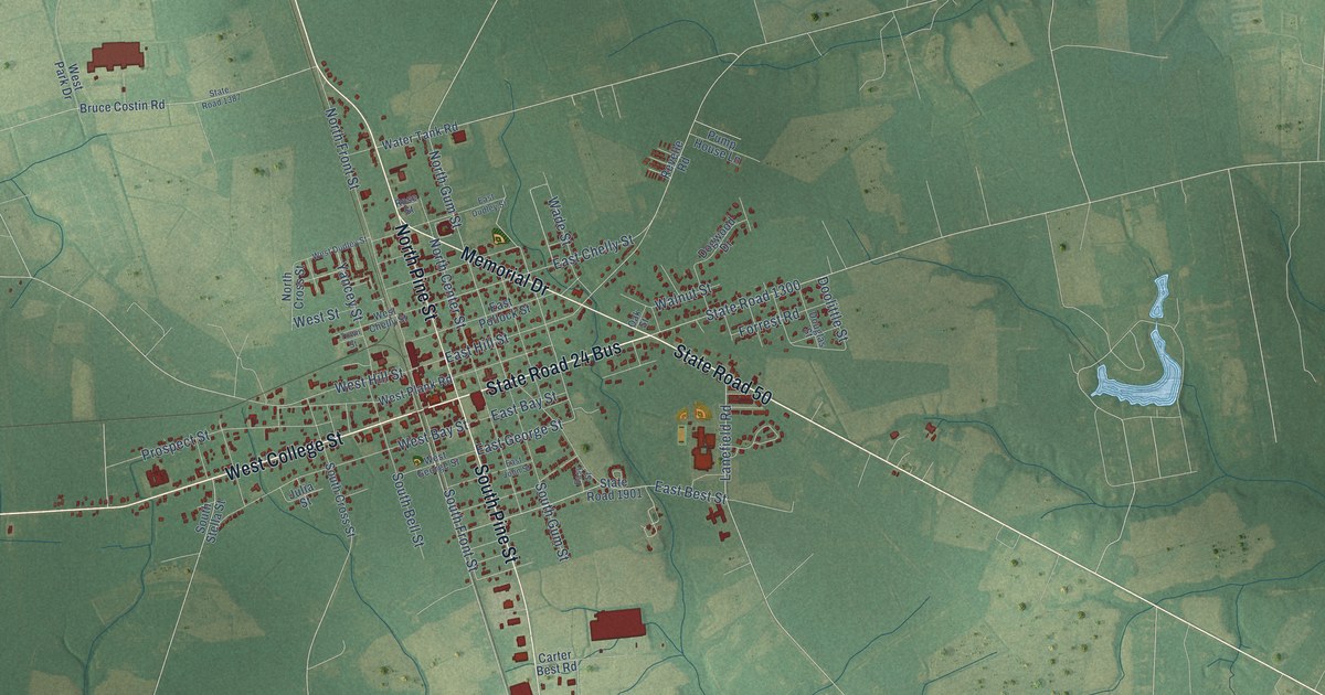 Map of Warsaw, North Carolina in 2026