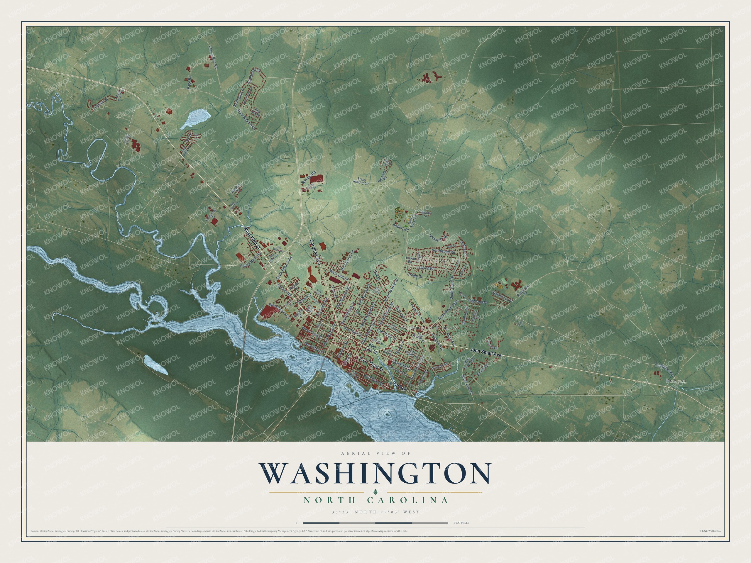 Watermarked full-map preview of Washington, North Carolina