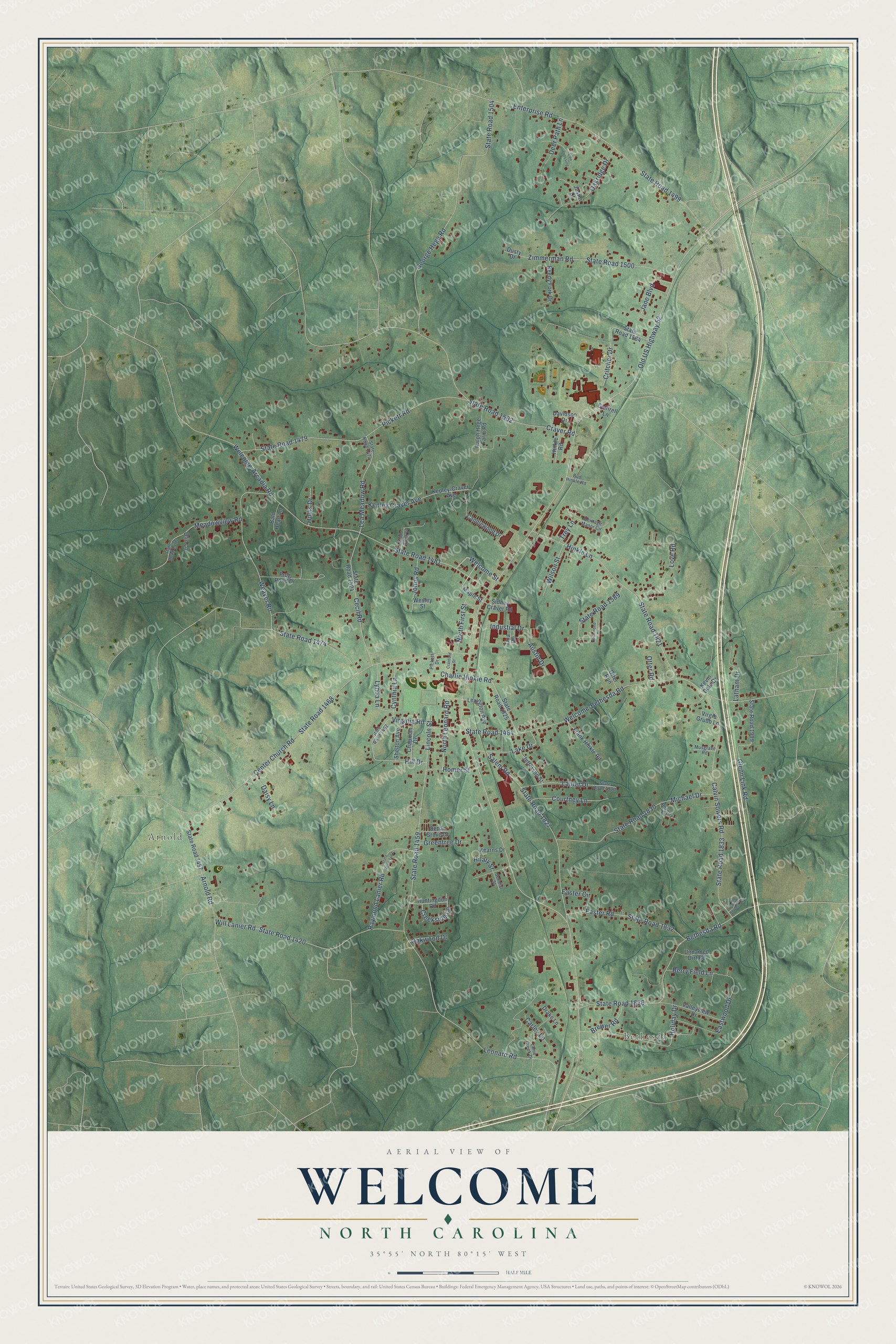 Watermarked full-map preview of Welcome, North Carolina