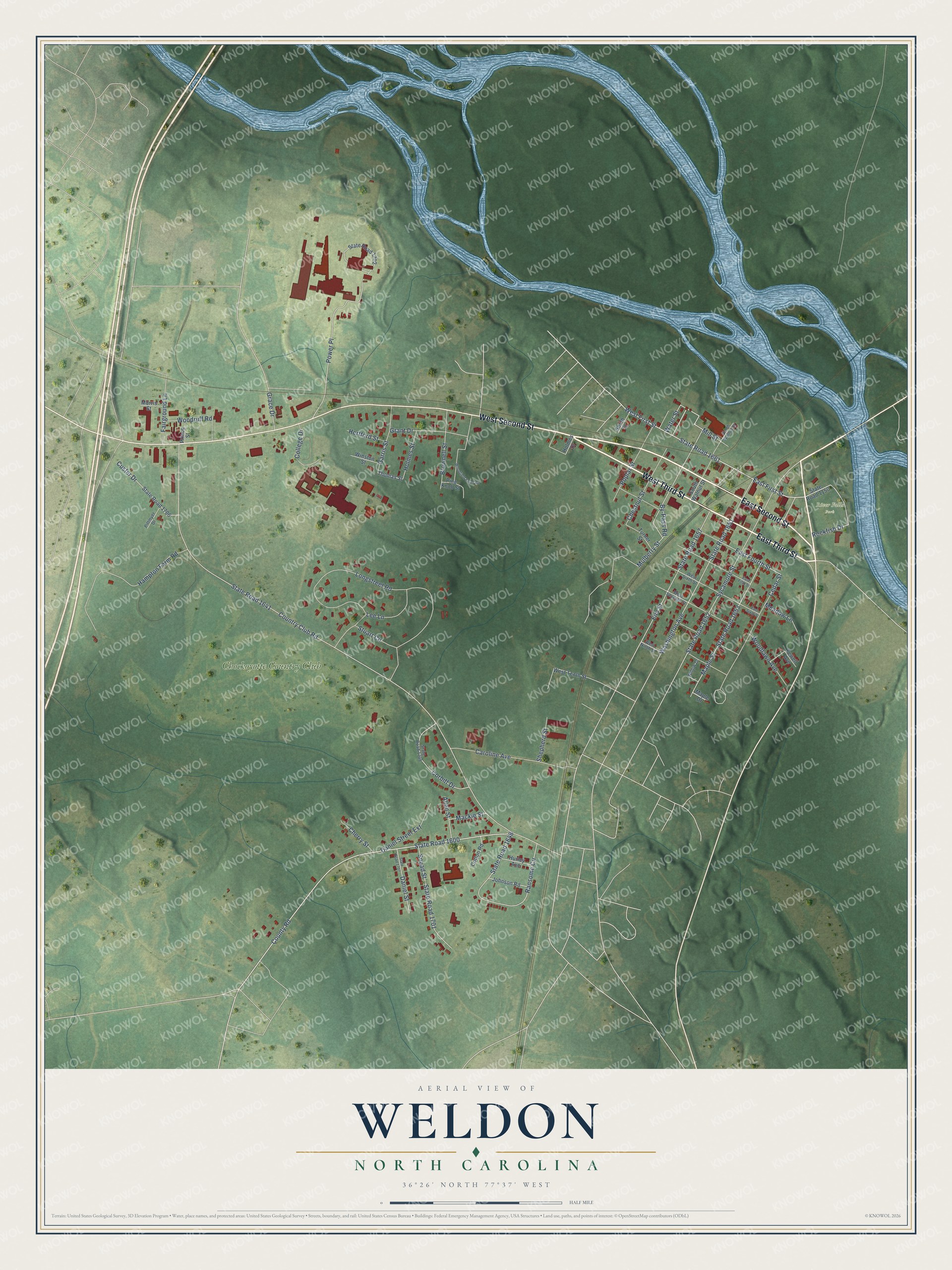Watermarked full-map preview of Weldon, North Carolina