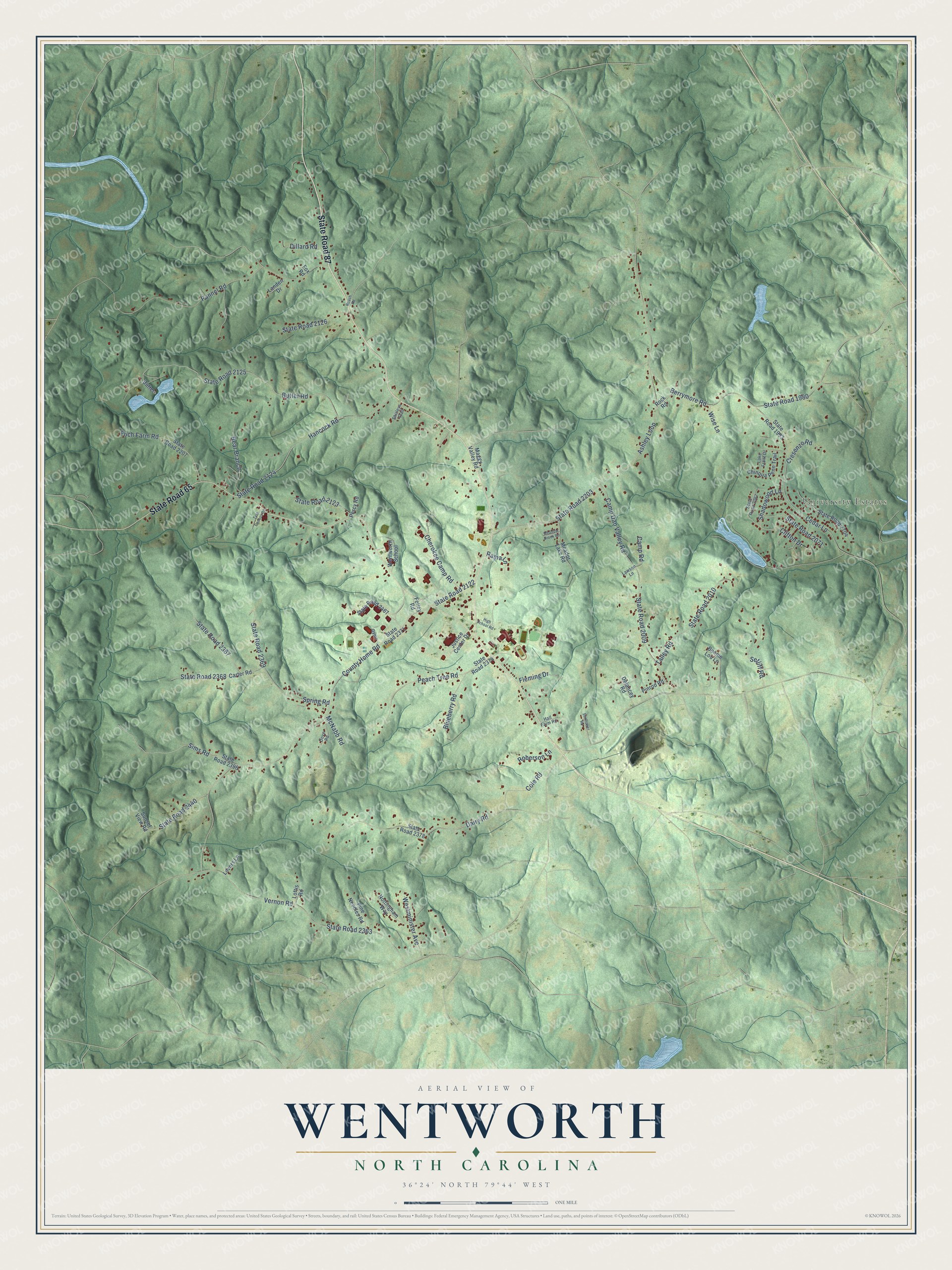 Watermarked full-map preview of Wentworth, North Carolina