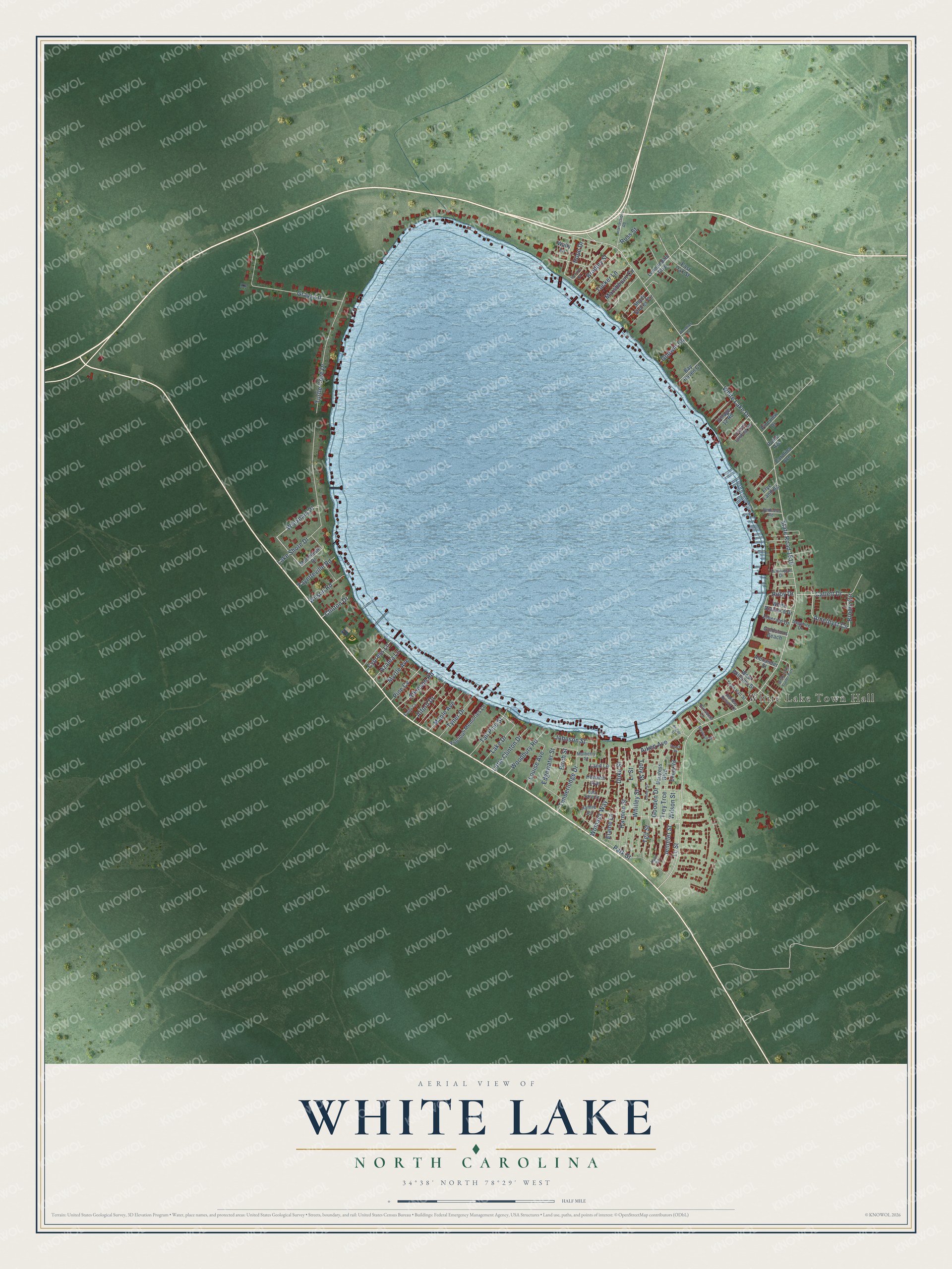 Watermarked full-map preview of White Lake, North Carolina